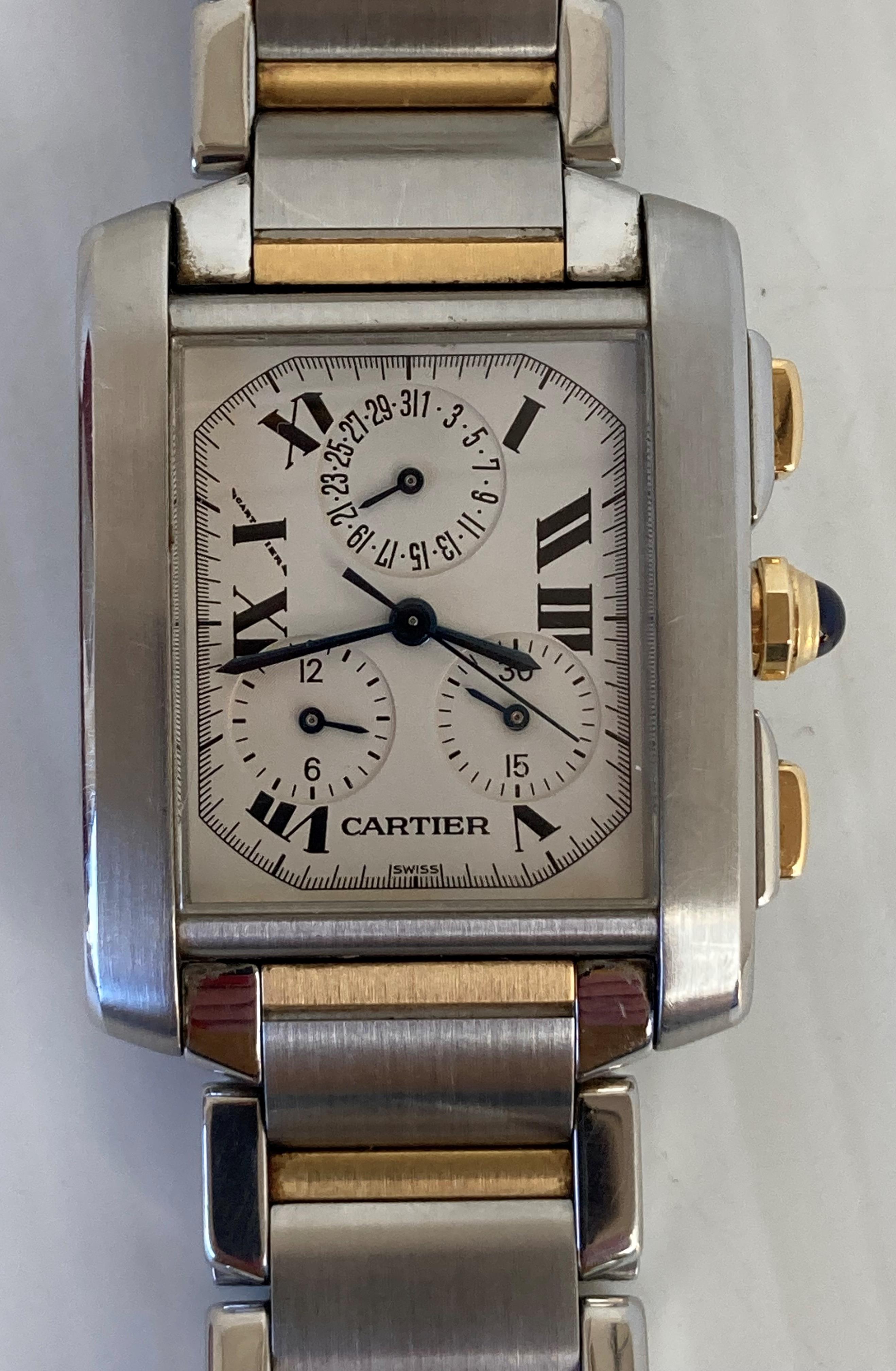 A Cartier Tank gentleman's bi-metal wristwatch, sapphire dial, - Image 10 of 11
