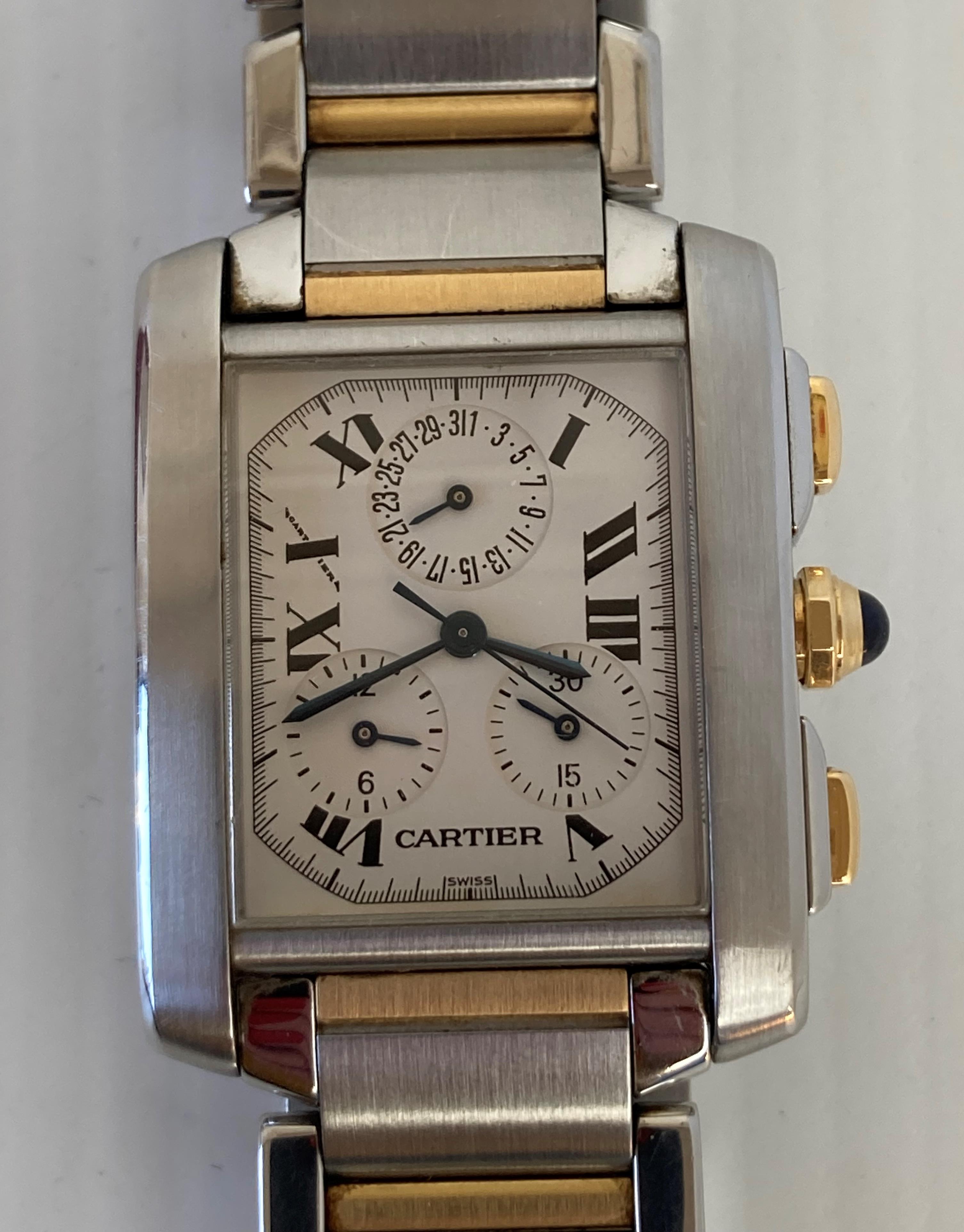 A Cartier Tank gentleman's bi-metal wristwatch, sapphire dial, - Image 4 of 11