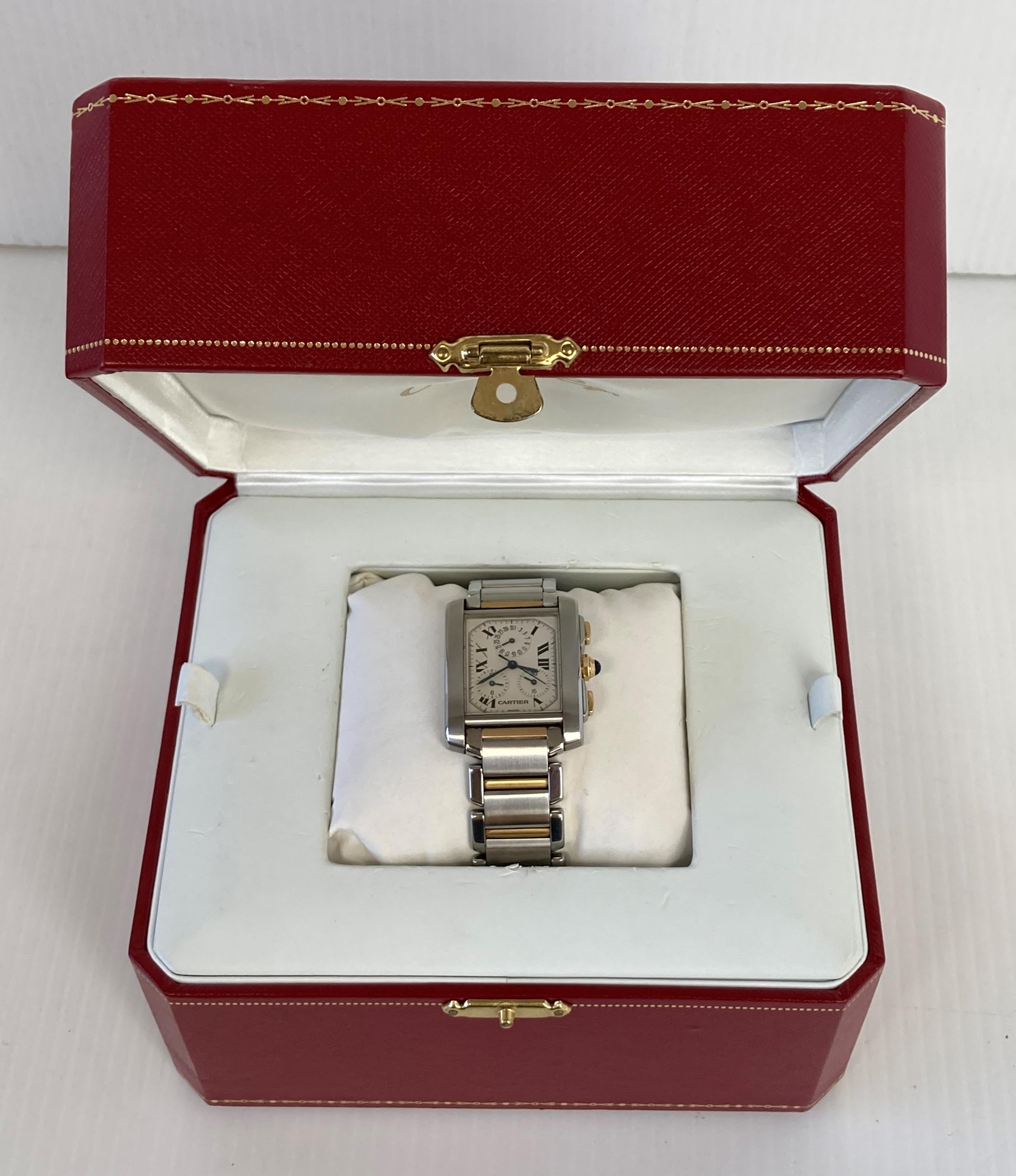 A Cartier Tank gentleman's bi-metal wristwatch, sapphire dial,