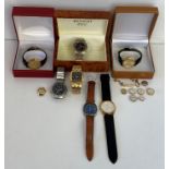 A mixed lot of watches to include a gentleman's 18ct gold Omega De Ville wristwatch with fitted