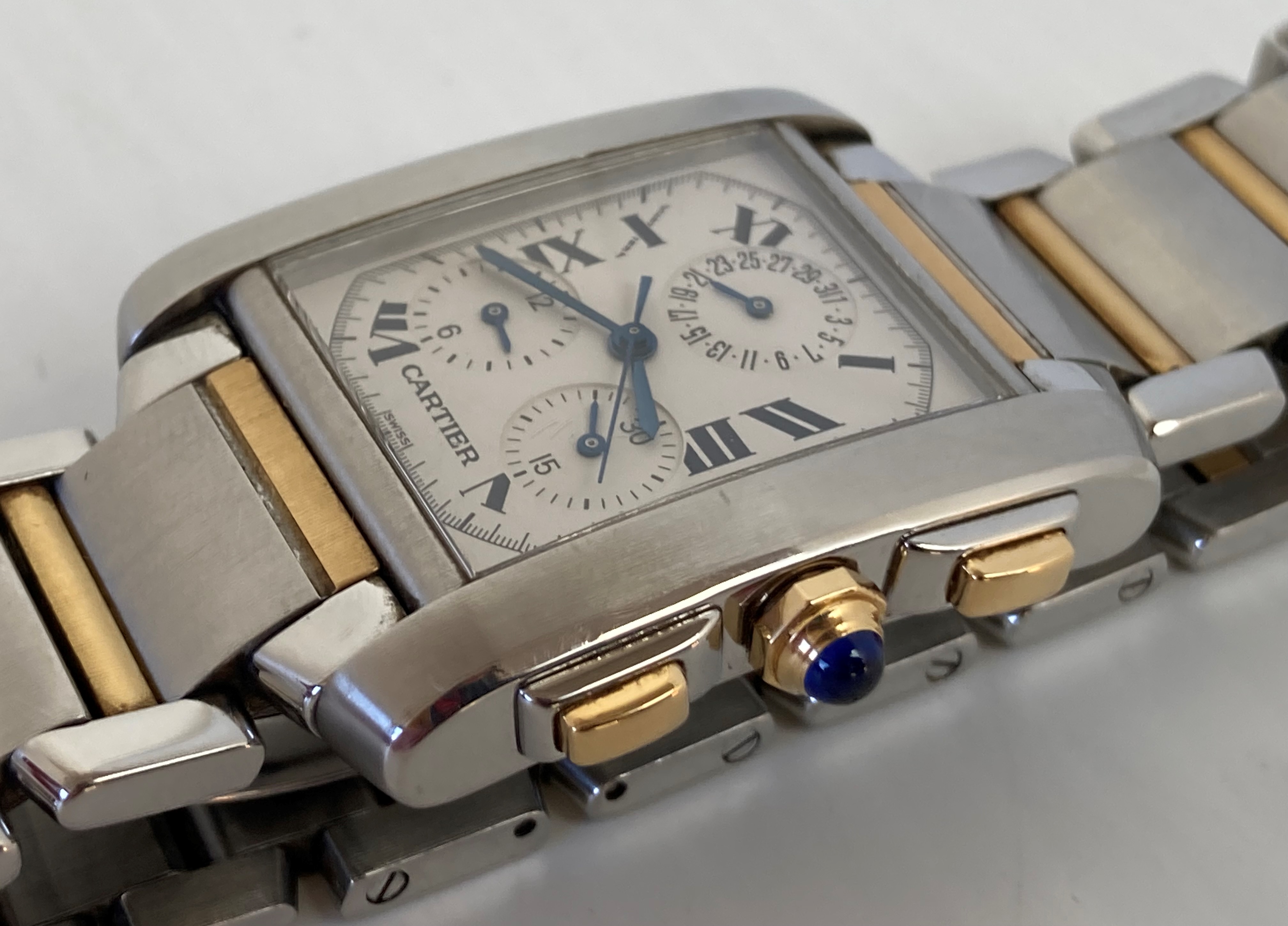 A Cartier Tank gentleman's bi-metal wristwatch, sapphire dial, - Image 5 of 11