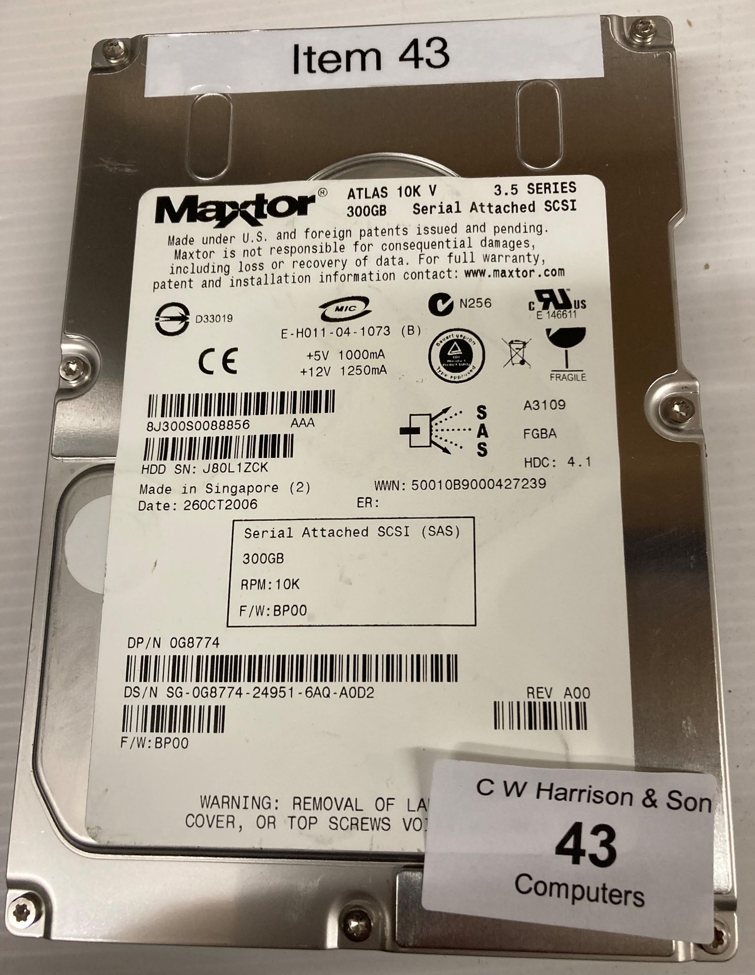 Maxtor 300GB Computer Hard Drive 3.5