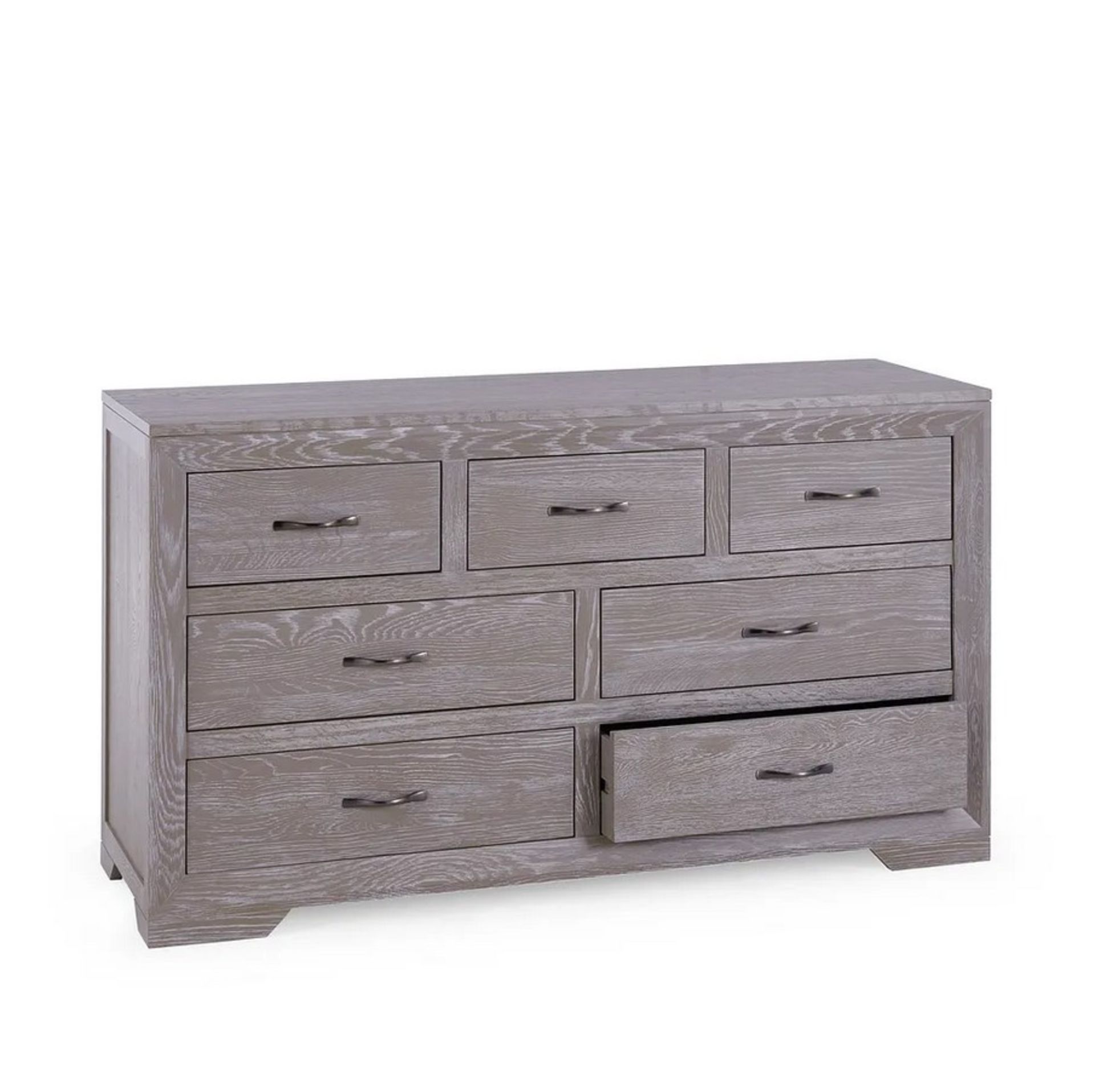 Willow Solid Oak With Grey Wash 7 Drawer Chest. Dimensions: (H78x W140x D45cm). - Image 4 of 19