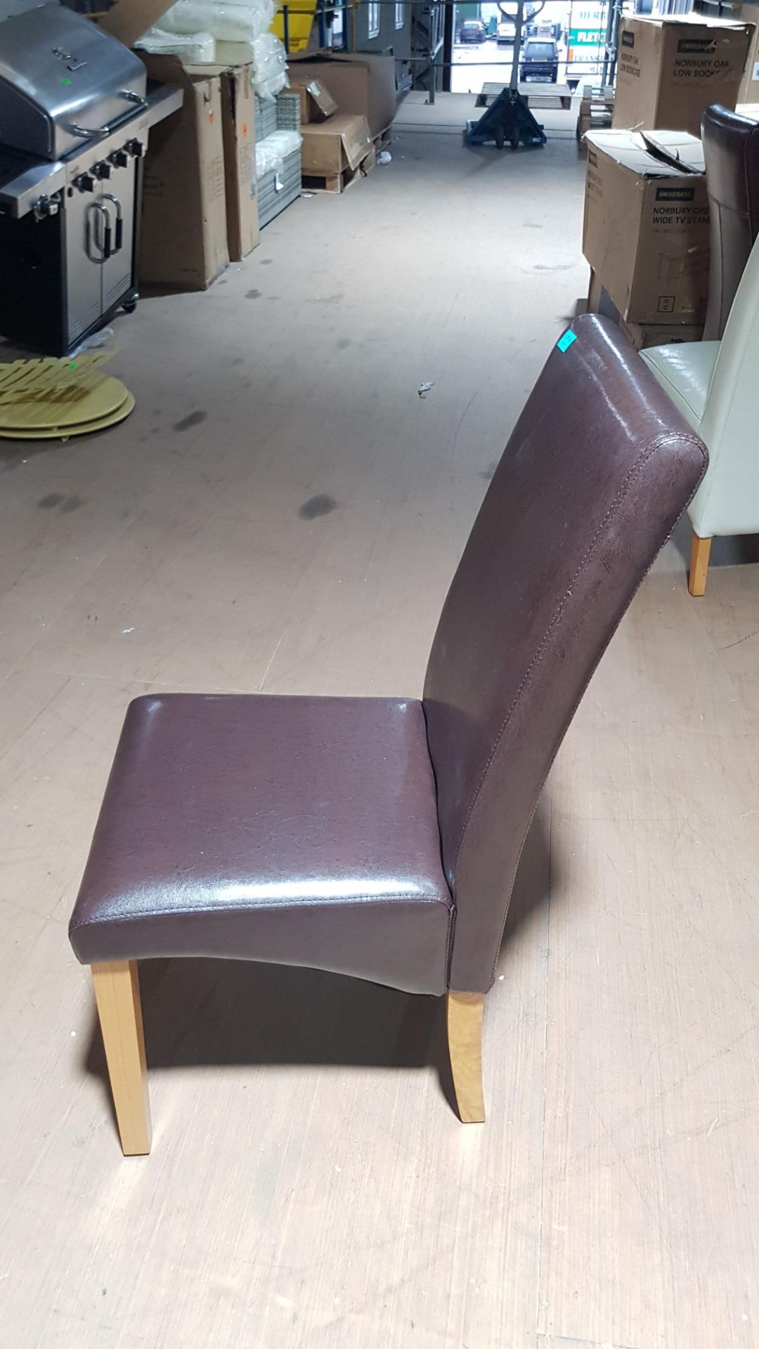 2 x Brown Faux Leather Dining Chair. (H103x W39x D50cm Approx). Mez. - Image 6 of 6