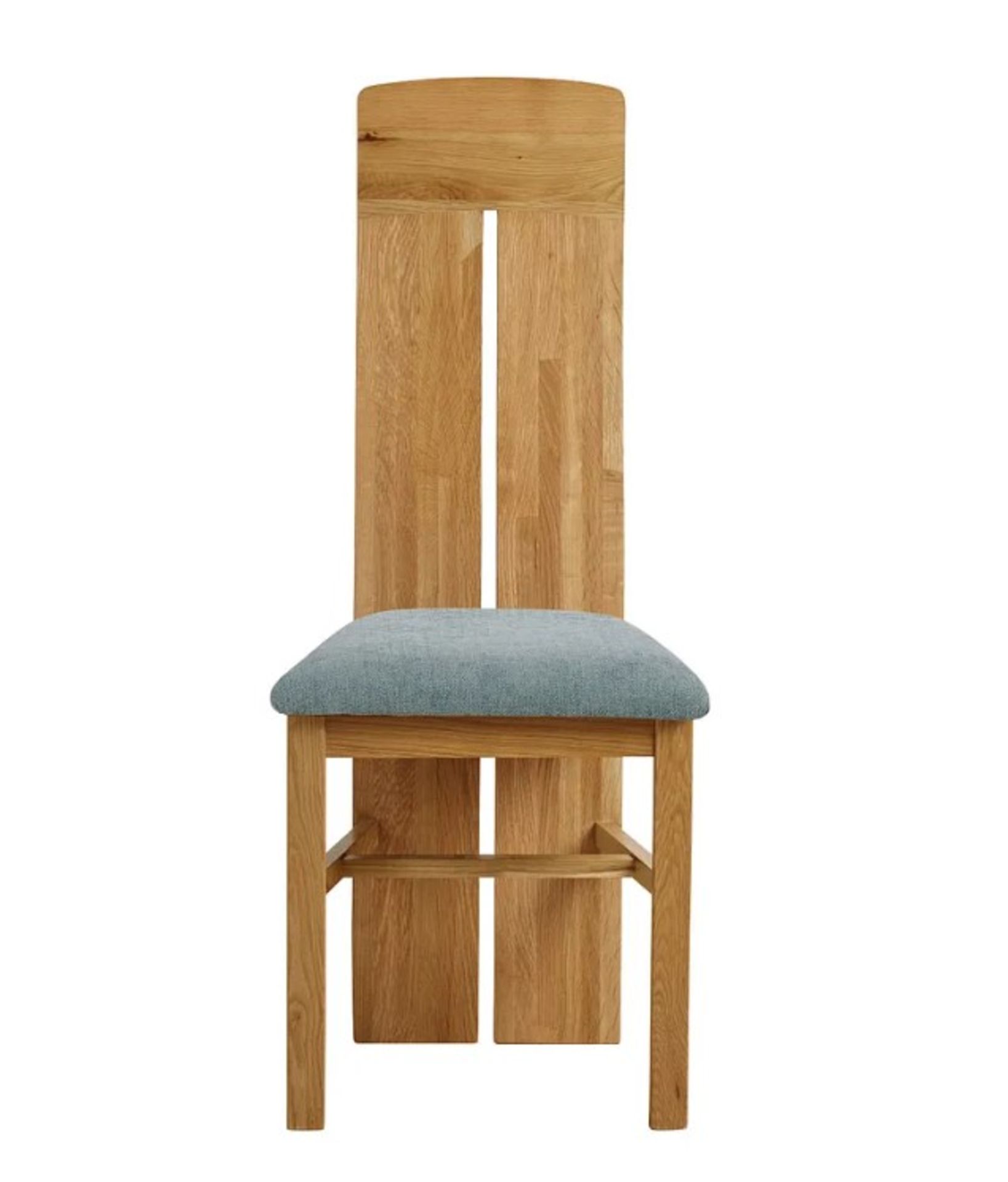 2 x Lily Natural Solid Oak Dining Chair With Sage Fabric Padding RRP £170 Each. (H107x W30x D42cm). - Image 2 of 14