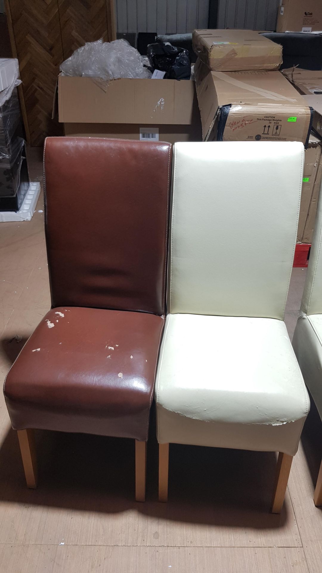 5 x Faux Leather Dining Chair. (3x Brown, 2x Cream). (H102x W44x 54cm Approx). - Image 4 of 6