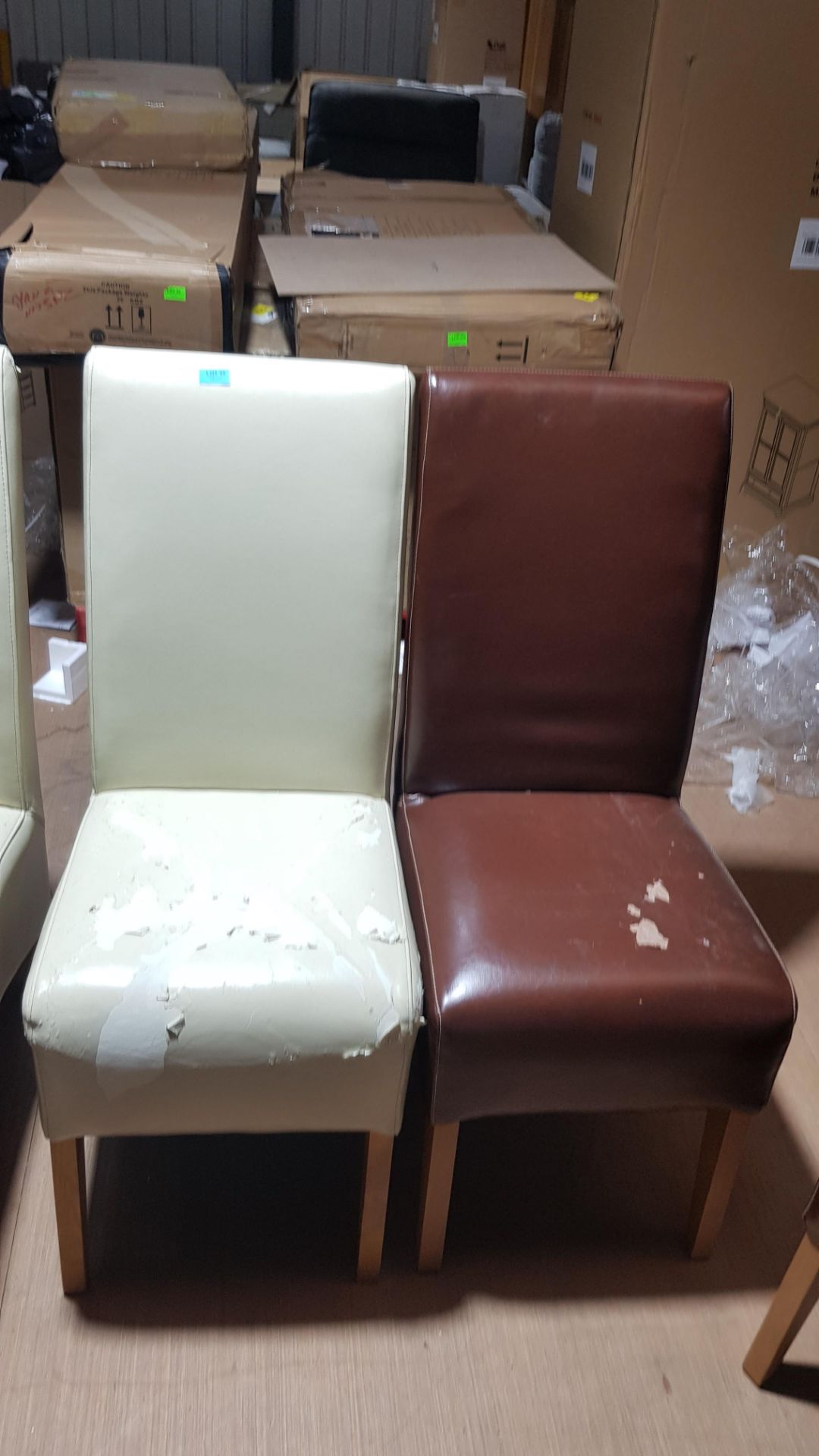 5 x Faux Leather Dining Chair. (3x Brown, 2x Cream). (H102x W44x 54cm Approx). - Image 5 of 6