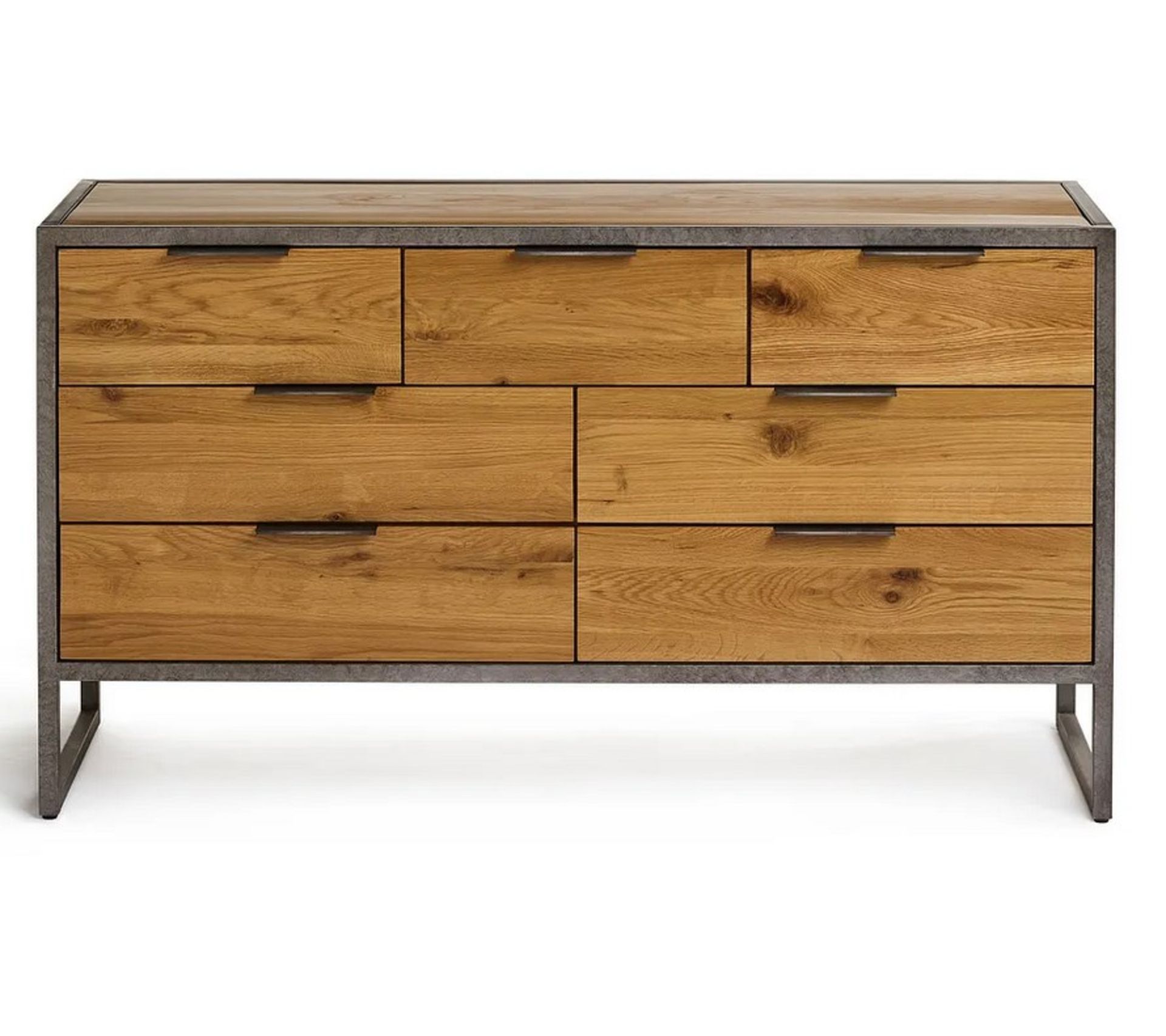 Brooklyn Natural Solid Oak And Metal 7 Drawer Chest. Dimensions: (H78x W140x D45cm). - Image 2 of 18