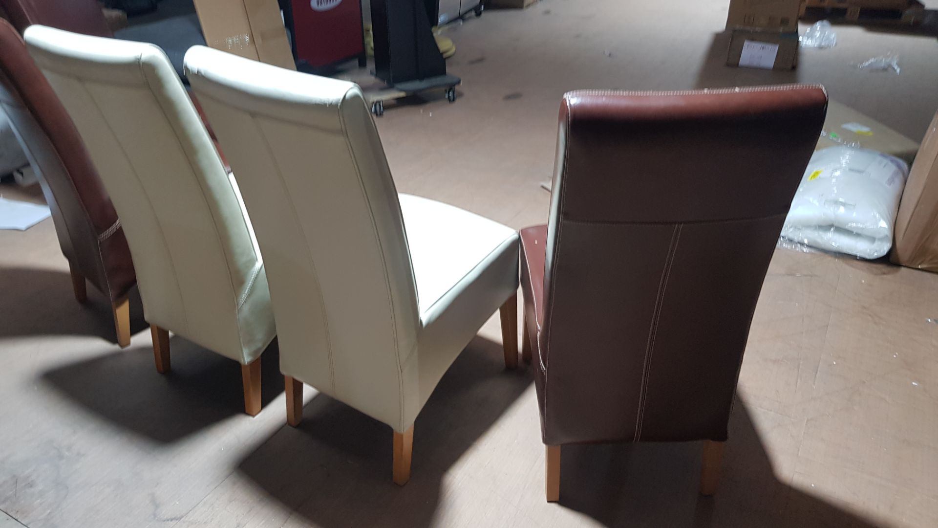 5 x Faux Leather Dining Chair. (3x Brown, 2x Cream). (H102x W44x 54cm Approx). - Image 2 of 6
