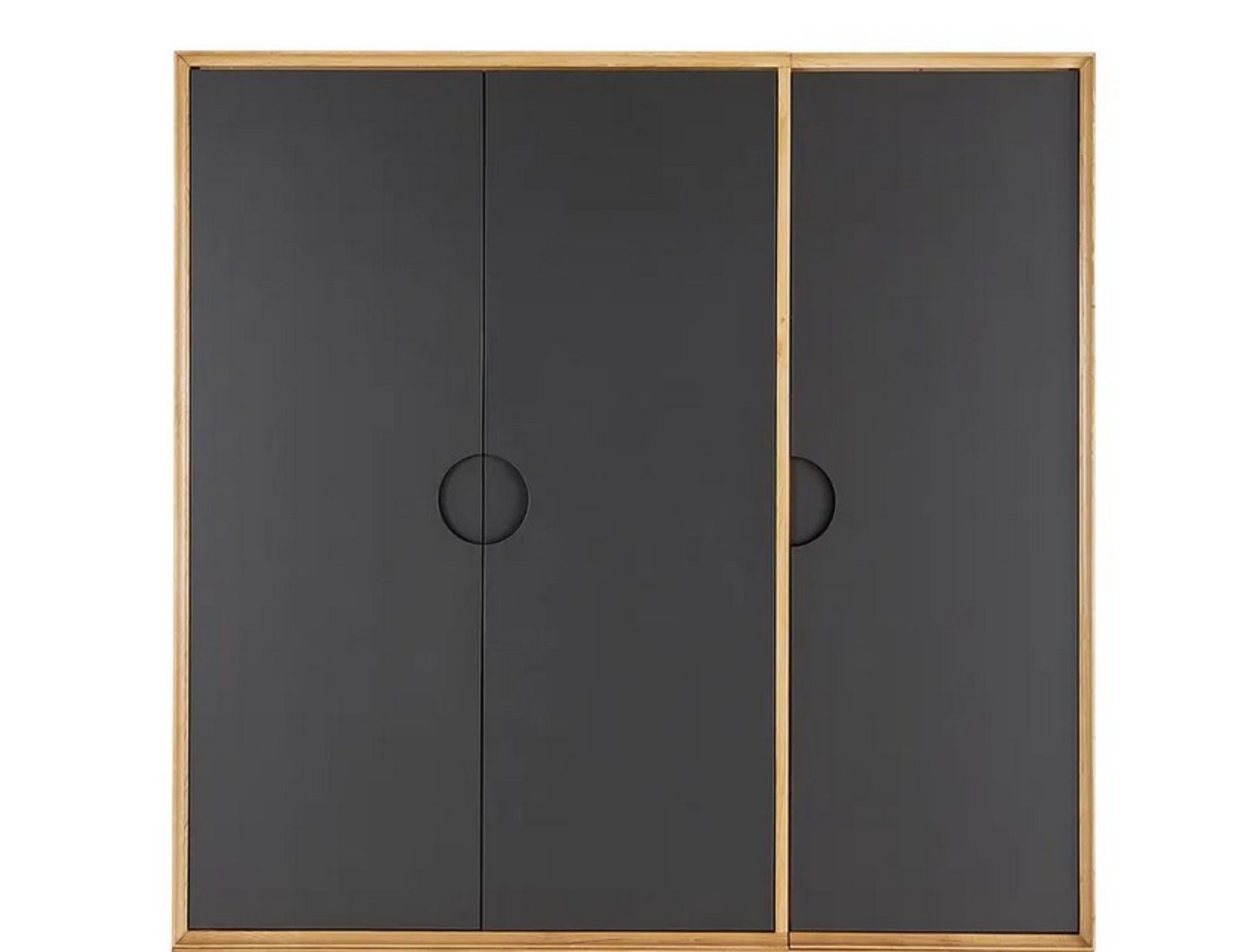 Spot Natural Oak And Painted Triple Wardrobe. Dimensions: (H145x W150x D64cm). (Unused, Ex Display).