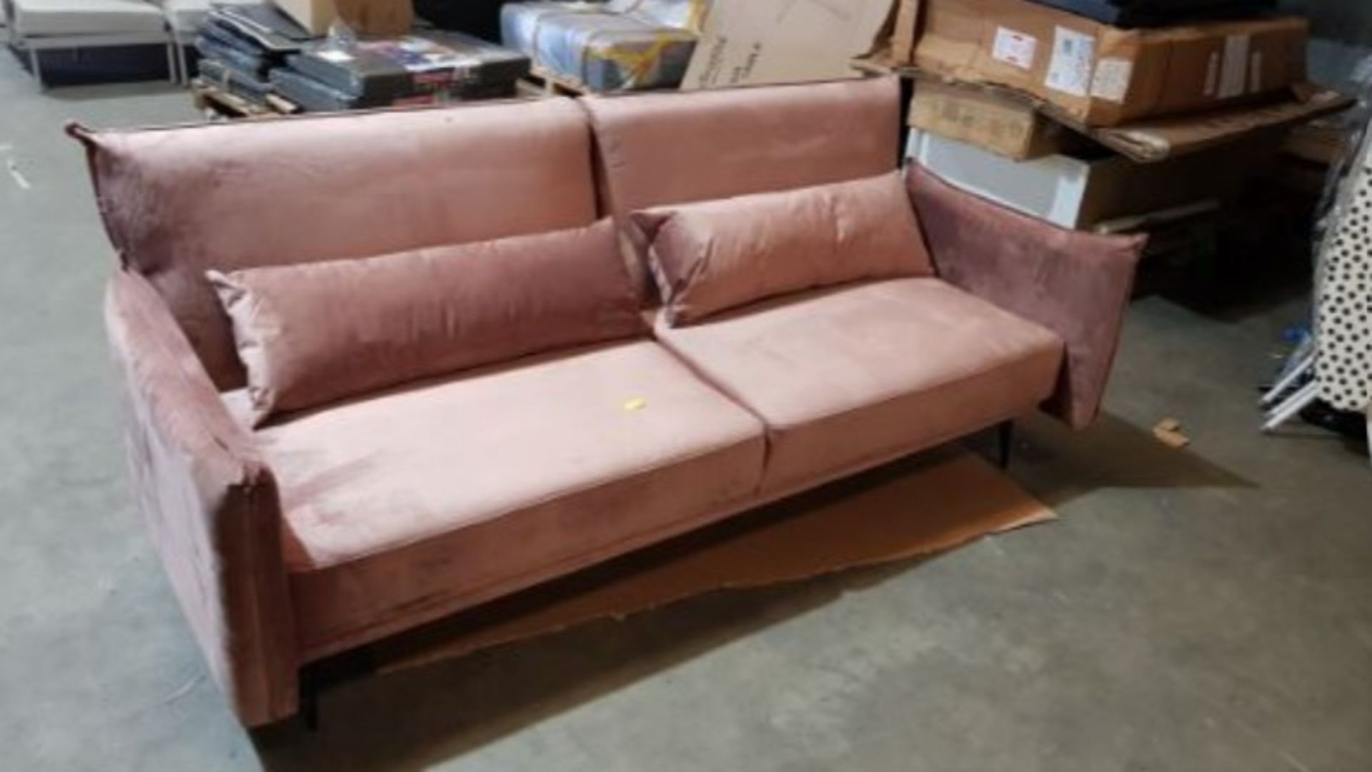 Sutton Sofa Bed Blush. Dimensions: (Sofa-H88x W208x D86cm, Bed-H45x W115x D188cm). - Image 8 of 15