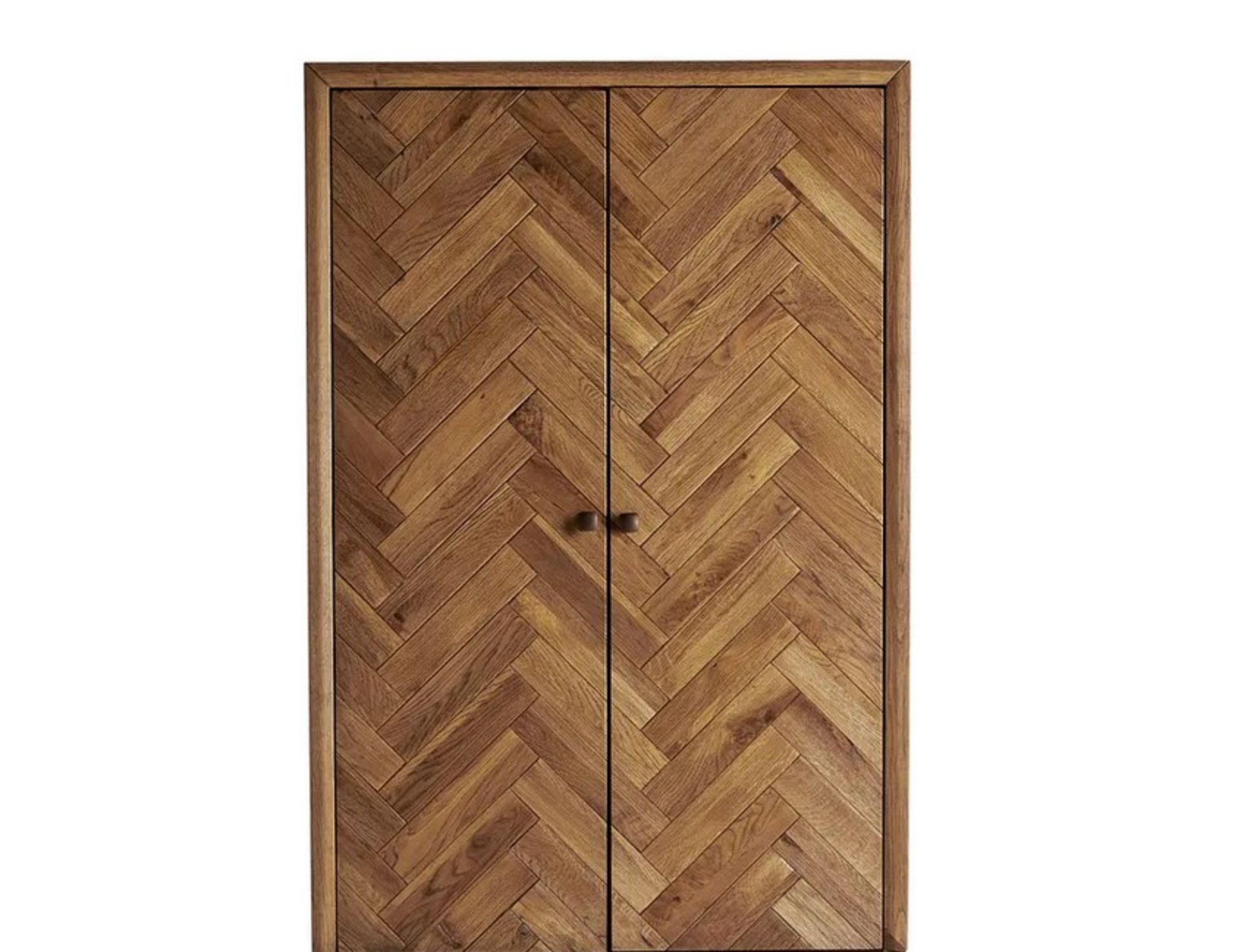 Parquet Brushed And Glazed Solid Oak Double Wardrobe. Dimensions: (H146x W95x D65cm).