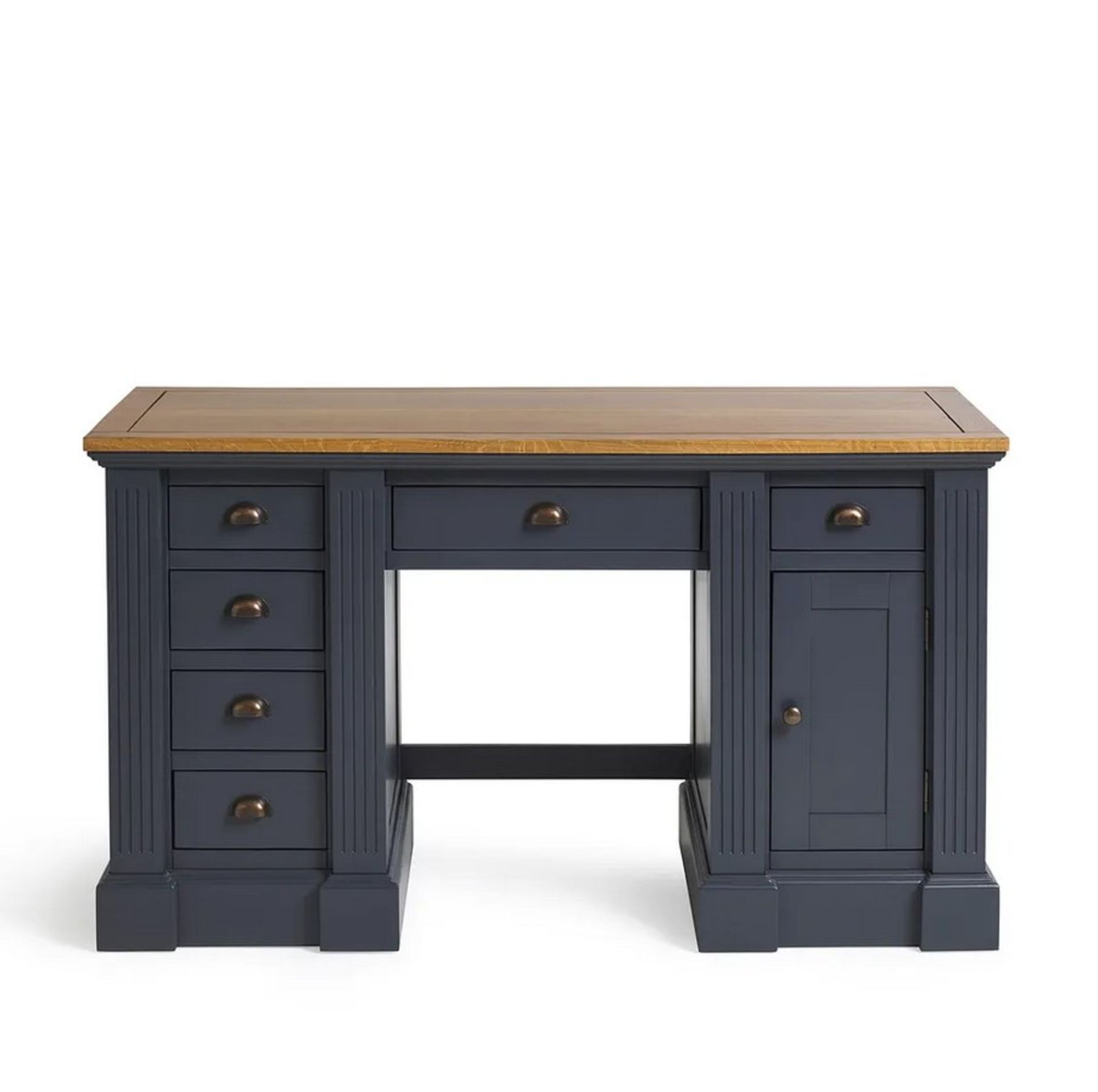 Highgate Rustic Solid Oak And Painted Desk. Dimensions: (H82x W145x D60cm). (Unused, Ex Display).