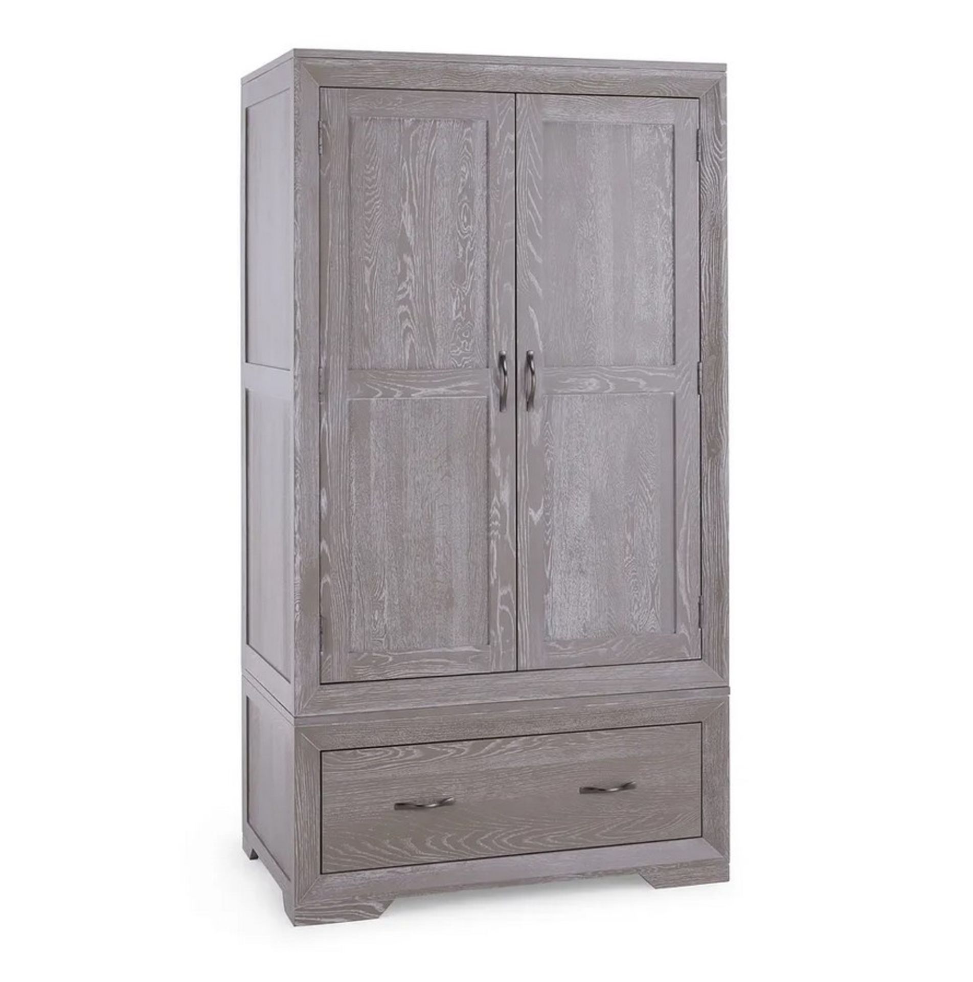 Willow Solid Oak With Light Grey Wash Double Wardrobe. Dimensions: (H185x W100x D60cm). - Image 4 of 22