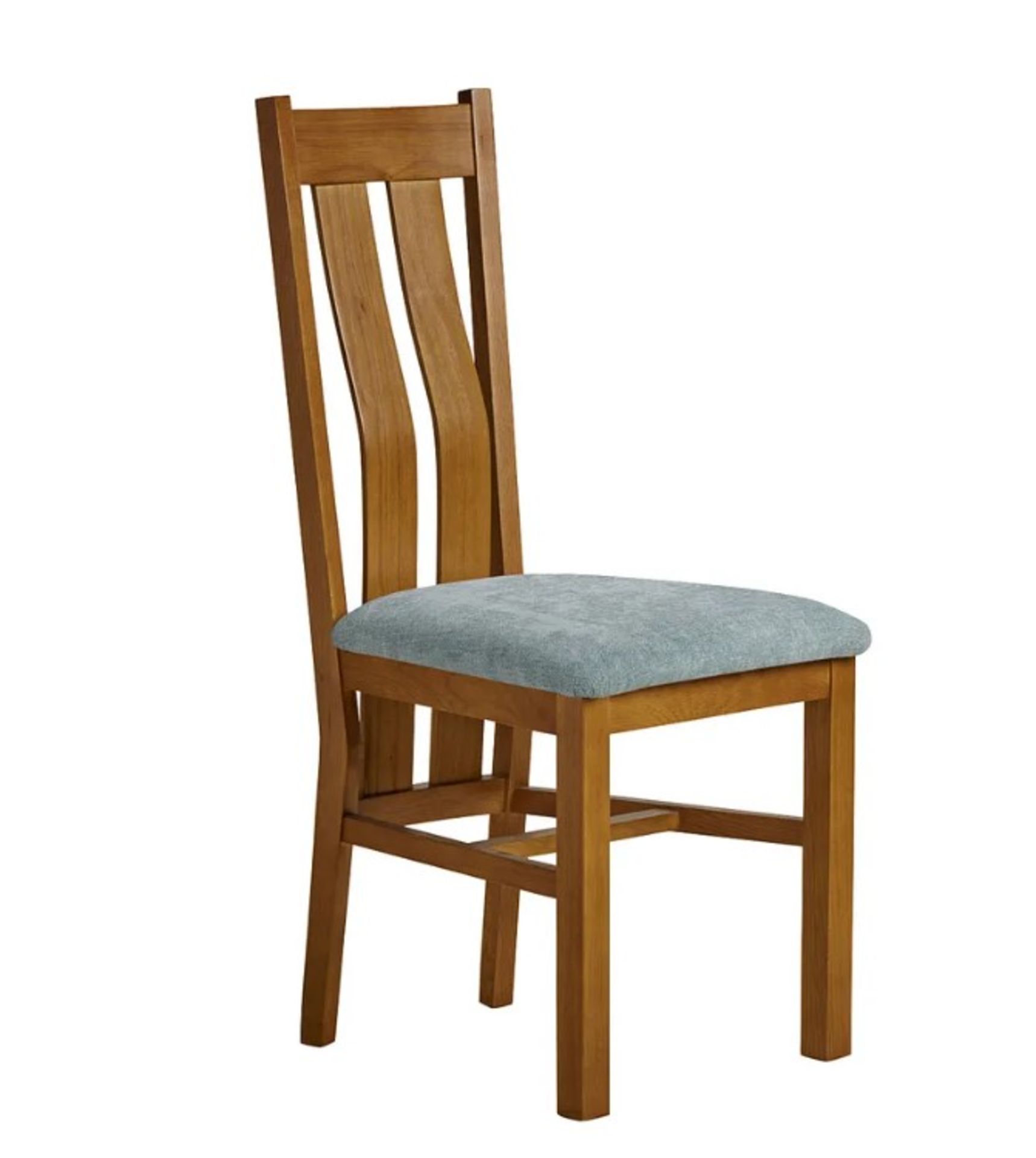 2 x Arched Back Rustic Solid Oak Dining Chair With Sage Fabric Seat RRP £170 Each.