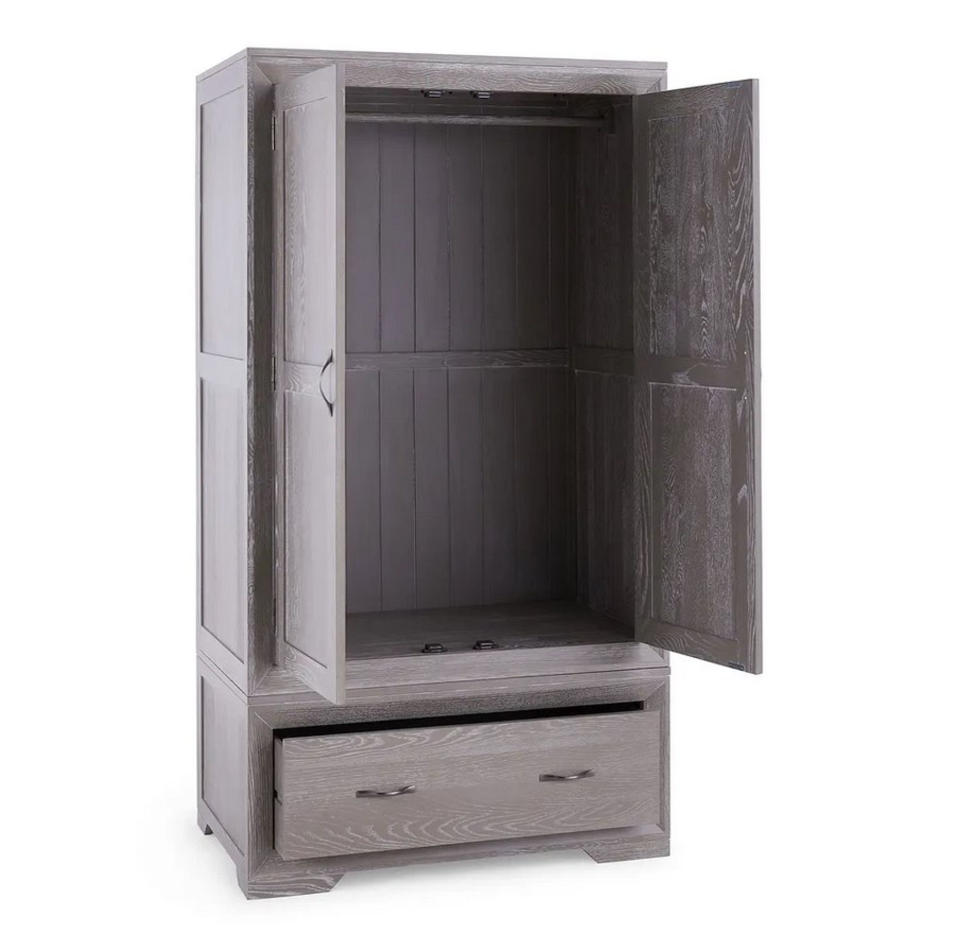 Willow Solid Oak With Light Grey Wash Double Wardrobe. Dimensions: (H185x W100x D60cm). - Image 5 of 22