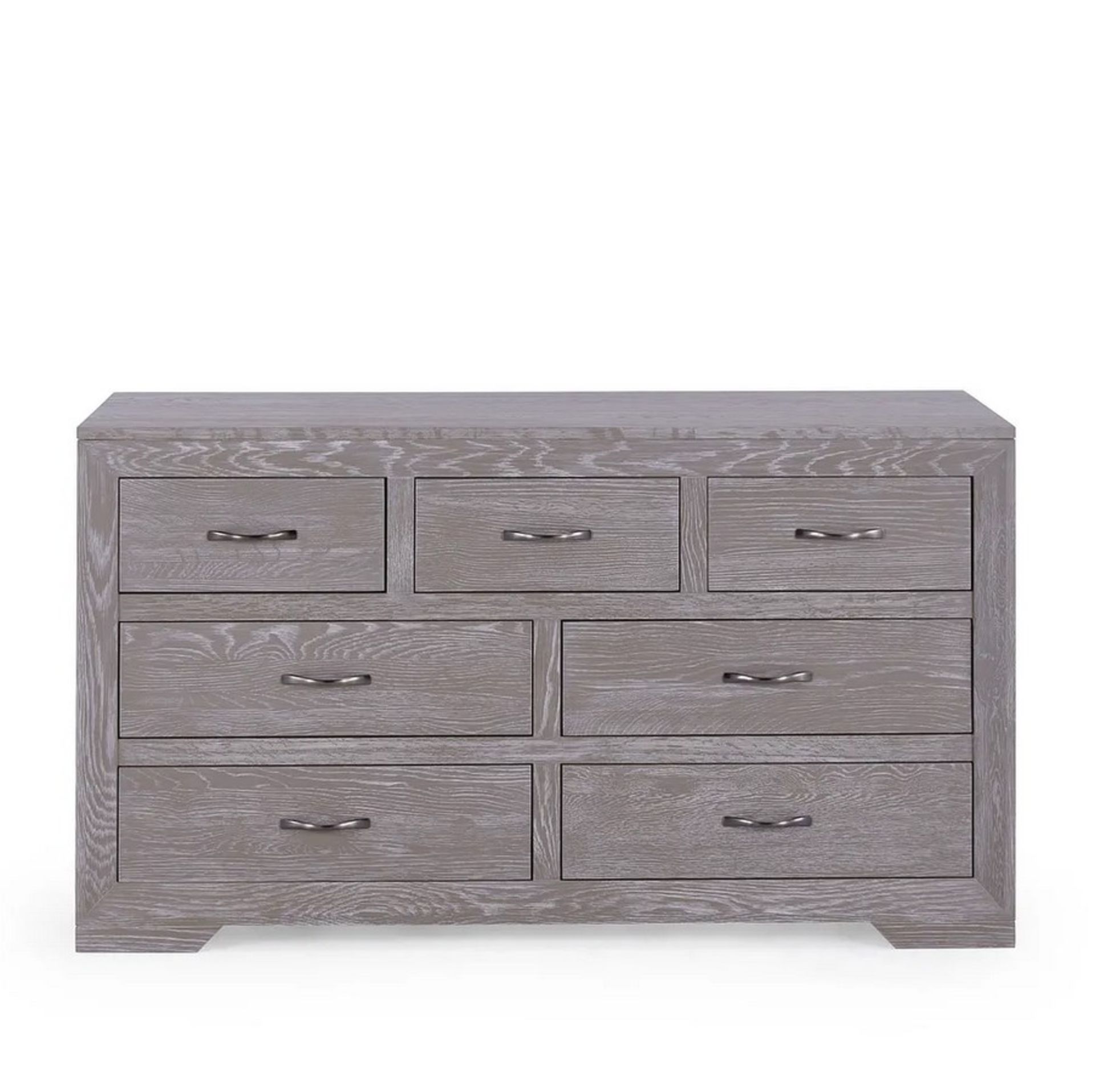 Willow Solid Oak With Grey Wash 7 Drawer Chest. Dimensions: (H78x W140x D45cm). - Image 2 of 19