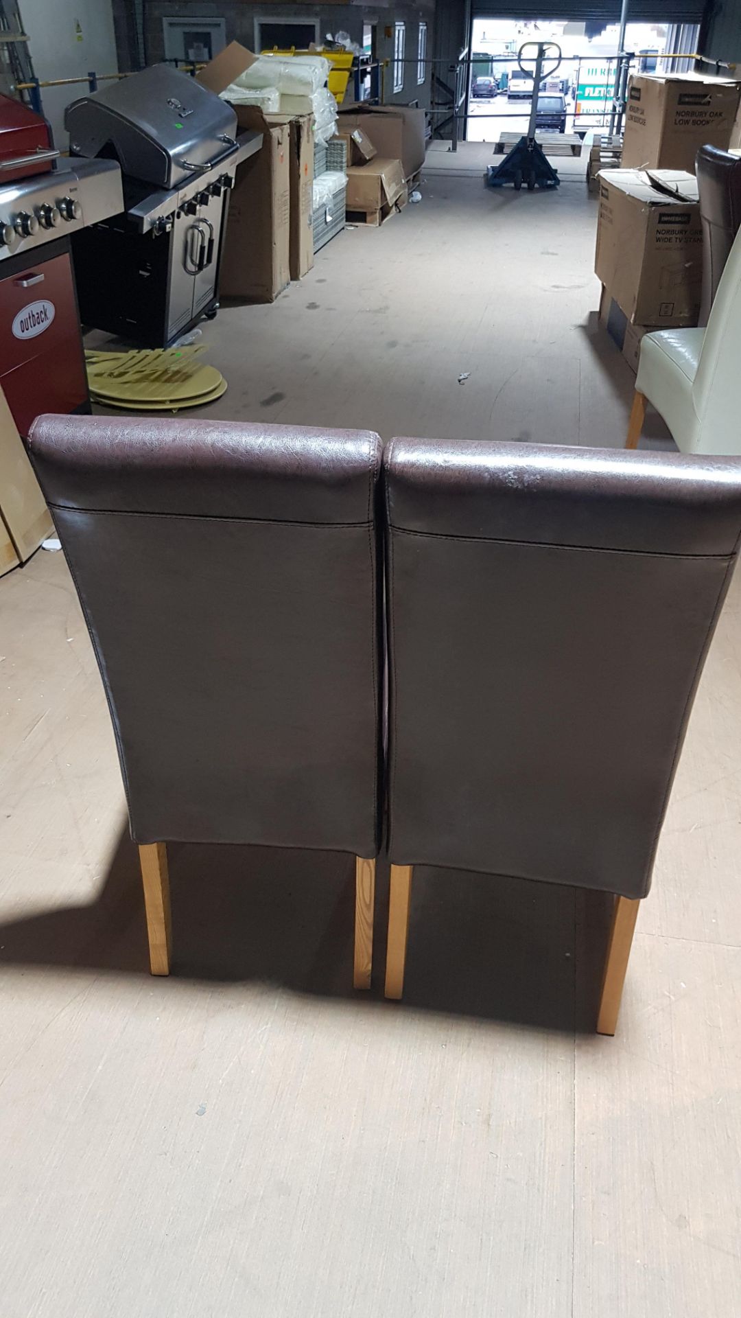 2 x Brown Faux Leather Dining Chair. (H103x W39x D50cm Approx). Mez. - Image 2 of 6