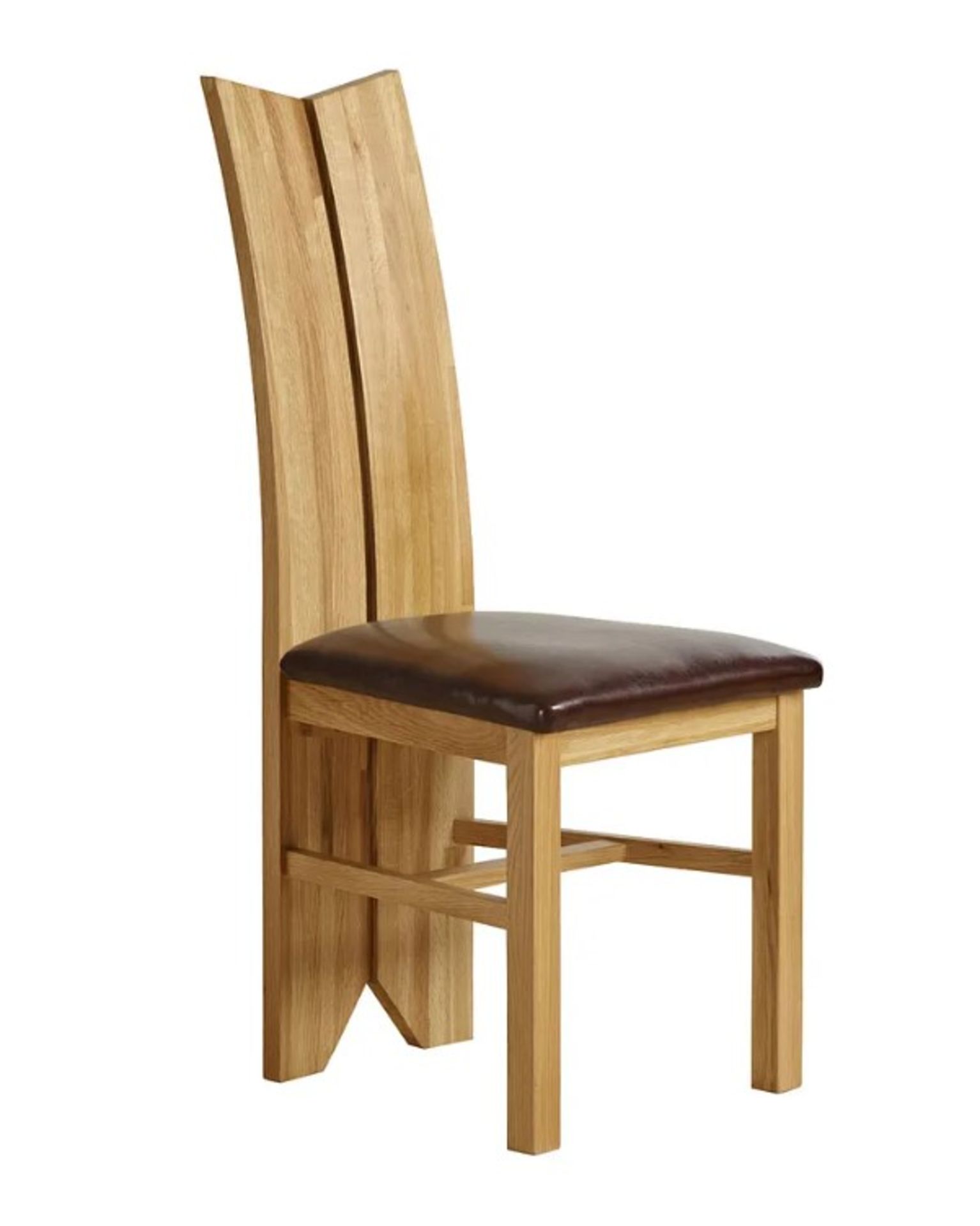 2 x Tulip Natural Solid Oak Dining Chair With Brown Suede Padded Seat RRP £190 Each.