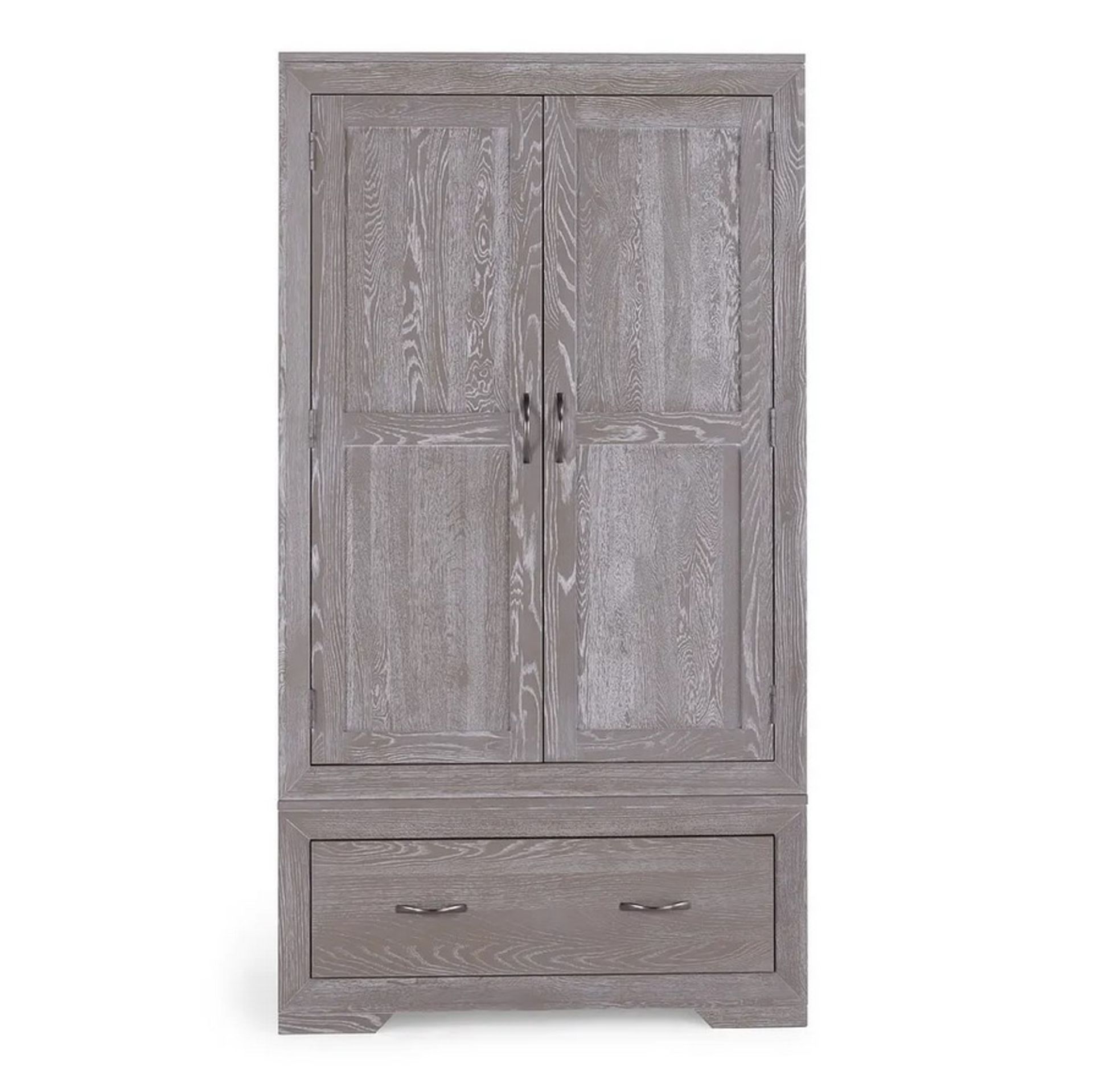 Willow Solid Oak With Light Grey Wash Double Wardrobe. Dimensions: (H185x W100x D60cm). - Image 3 of 22