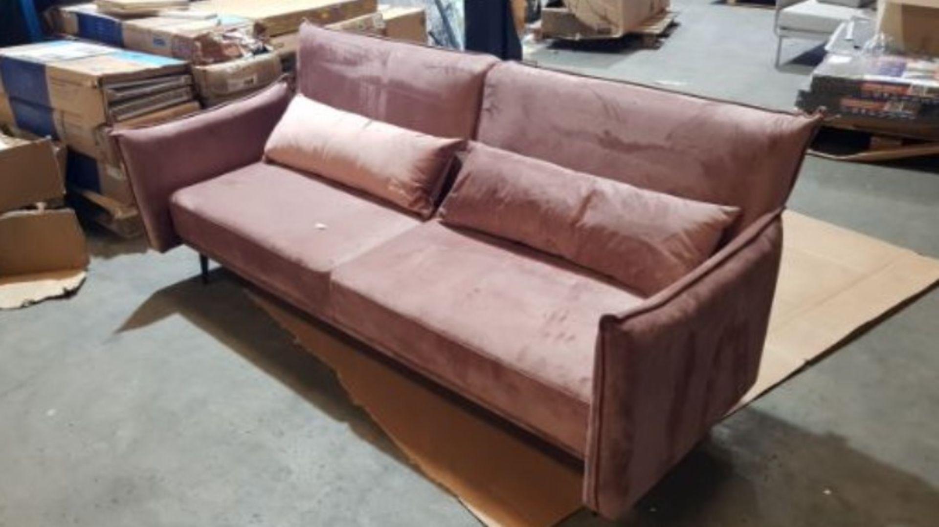 Sutton Sofa Bed Blush. Dimensions: (Sofa-H88x W208x D86cm, Bed-H45x W115x D188cm). - Image 9 of 15