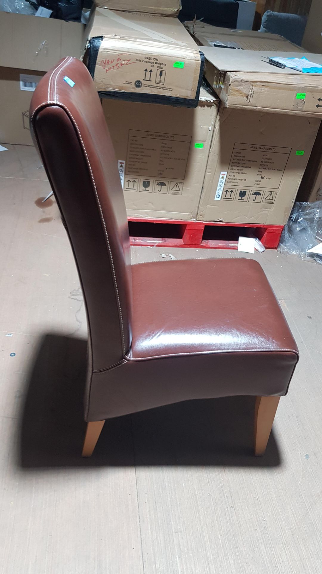 2 x Mixed Faux Leather Dining Chair. 1x Dark Brown (H97x W46x D48cm Approx). - Image 9 of 9