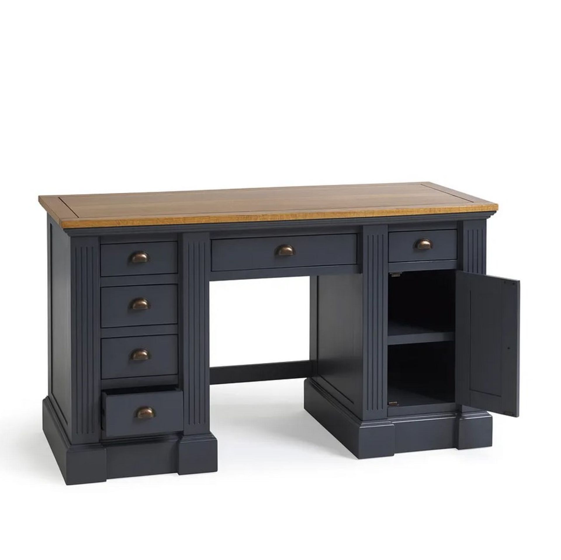 Highgate Rustic Solid Oak And Painted Desk. Dimensions: (H82x W145x D60cm). (Unused, Ex Display). - Image 3 of 25