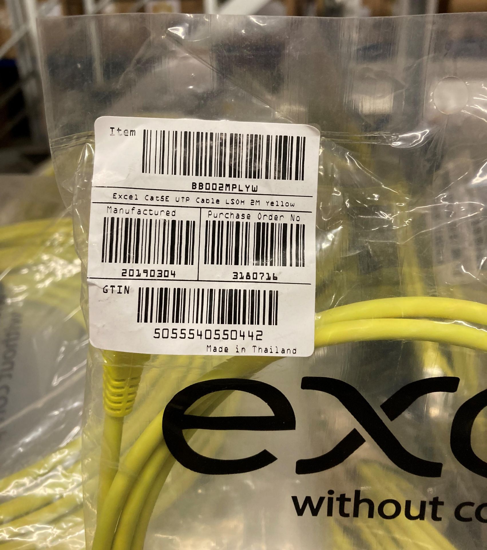 Contents to 2 baskets - approx 290 Excel Cat5e 2 metre UTP patch cables in lime (Saleroom - Image 2 of 2