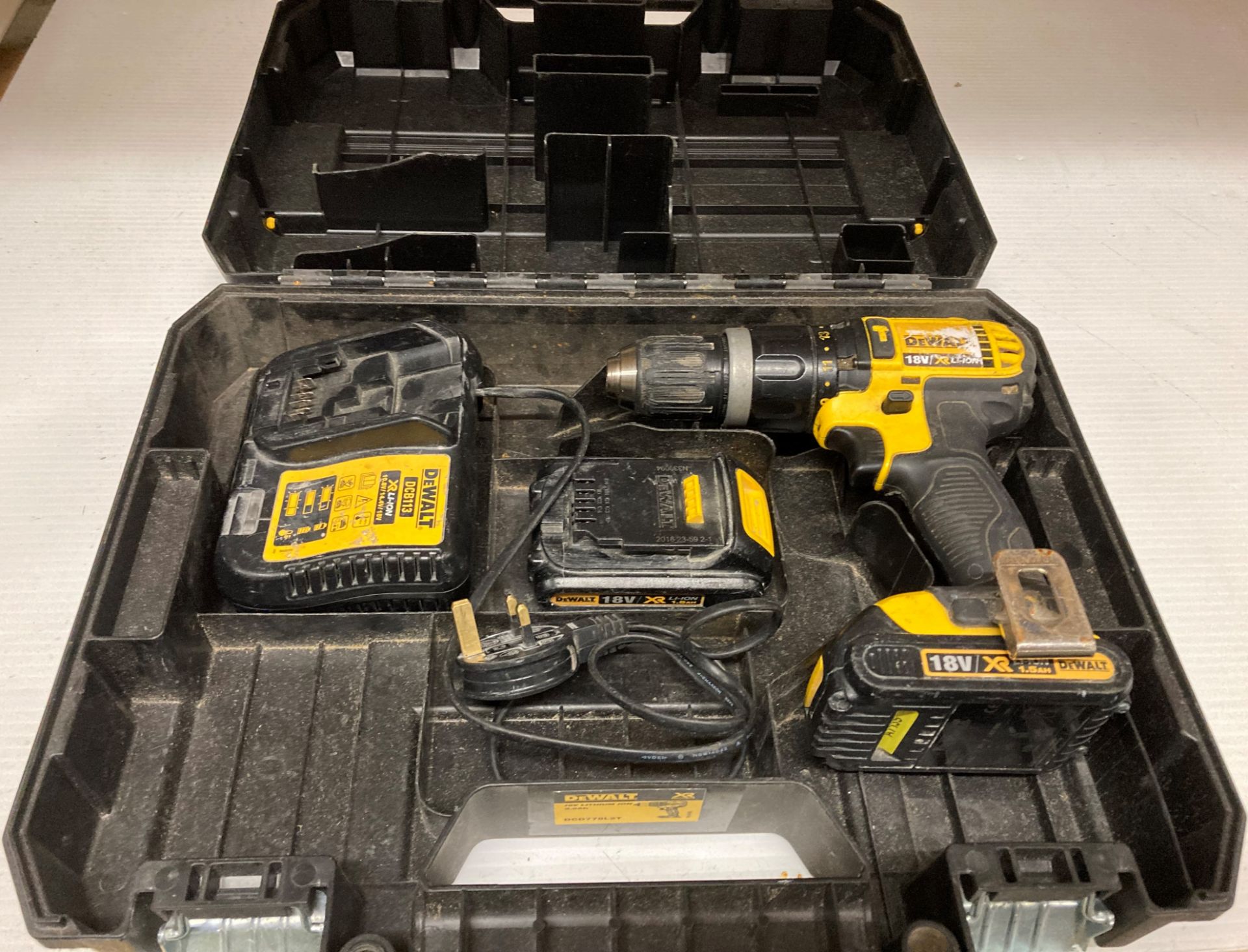 Dewalt 18v Lithium-ion battery drill complete with charger and battery (Saleroom location: F07)