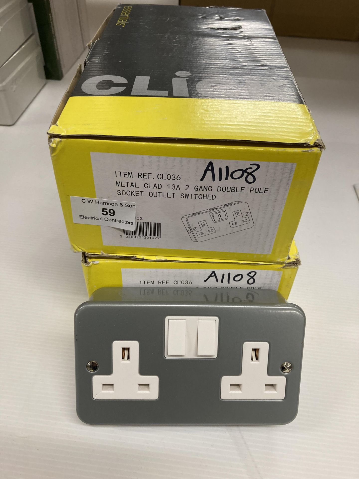 10 x Click metal clad 13a 2 gang double pole socket outlet switched (Saleroom location: G05)