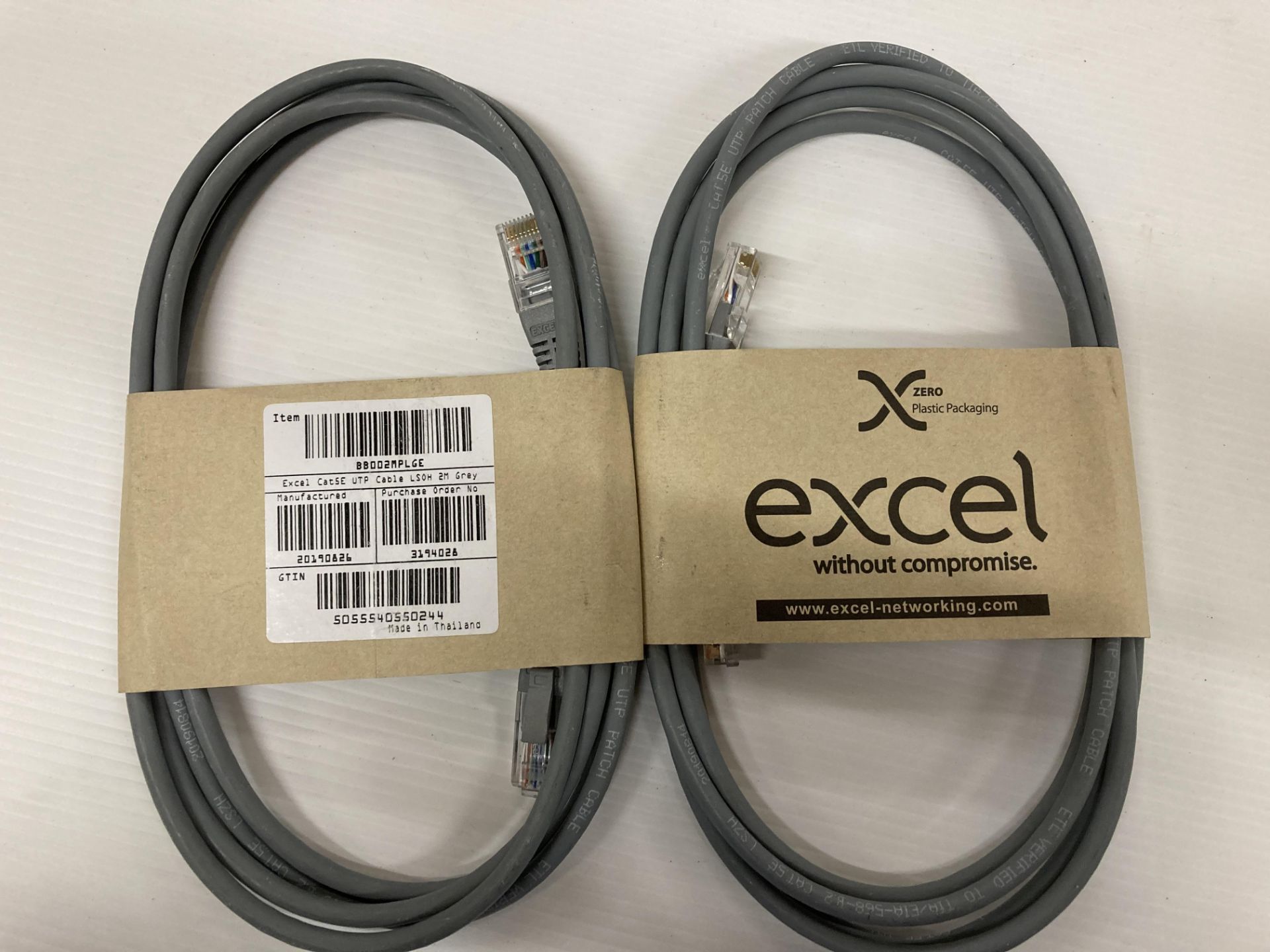 210 x Excel Cat5E 2 meter UTP cables LSOH in grey (Saleroom location: G05 FLOOR)