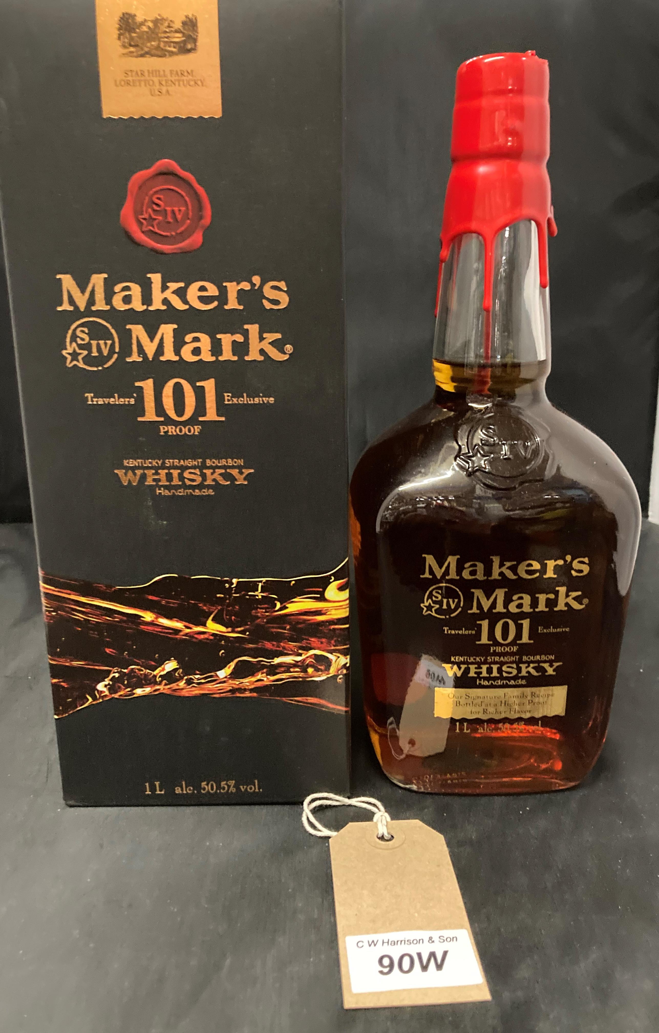 A one litre bottle of SIV Maker's Mark 101 Kentucky Straight Bourbon Whisky Handmade, 50.