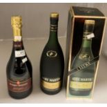 A 100cl bottle of Remy Martin Fine Champagne Cognac in presentation box and a 750ml Marques de