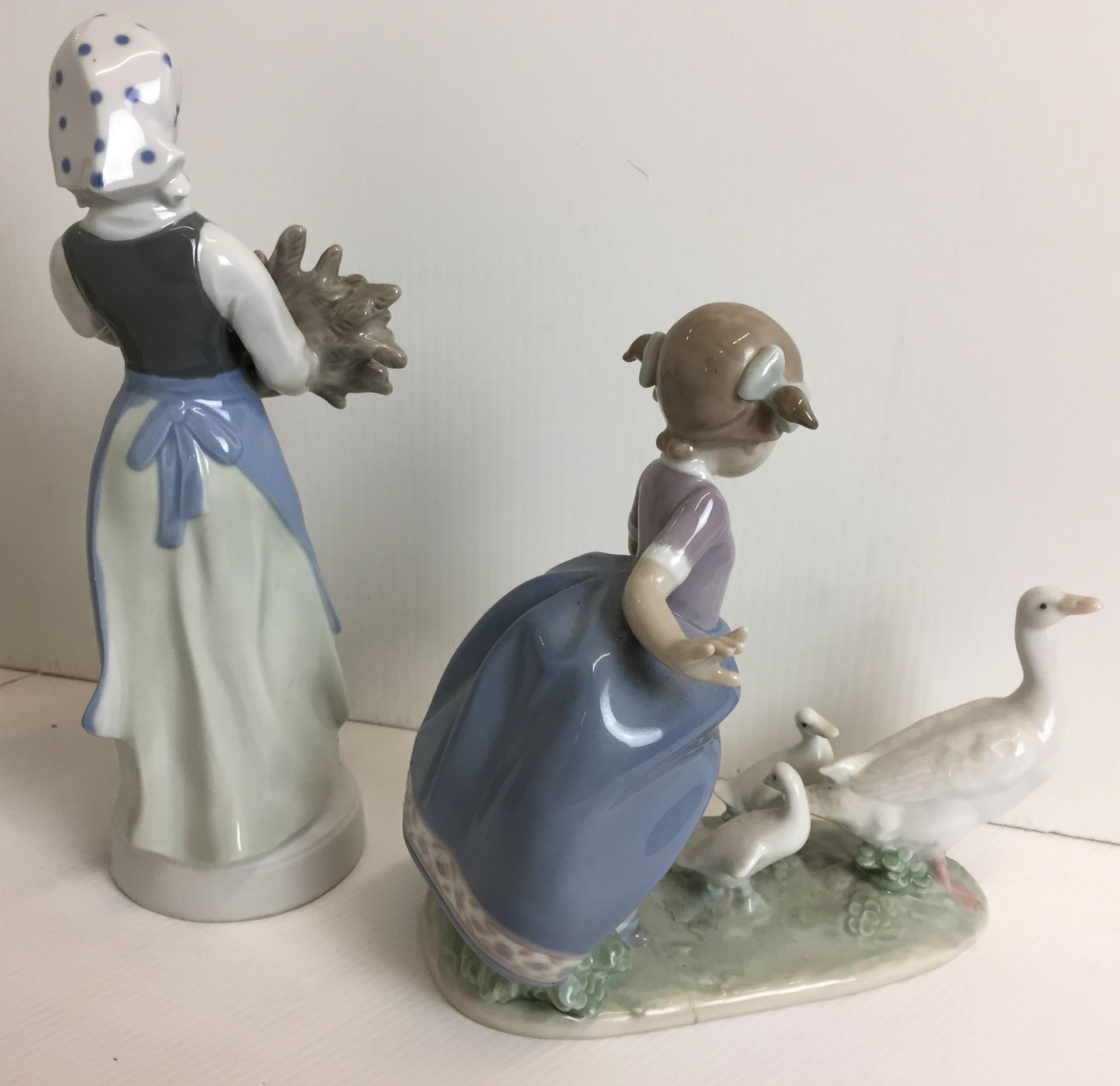 Four Lladro figures - two girls with kittens 24 and 21cm high, - Image 4 of 6