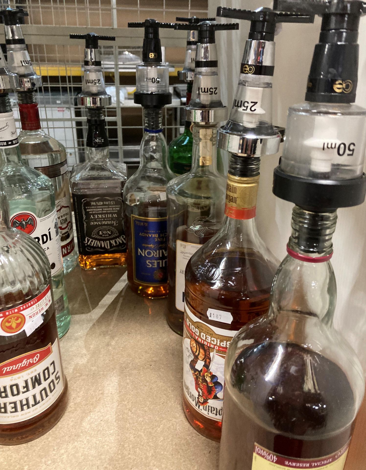 Fourteen part bottles of spirits and liqueurs (all with fitted measures - ten half full and four - Image 2 of 3