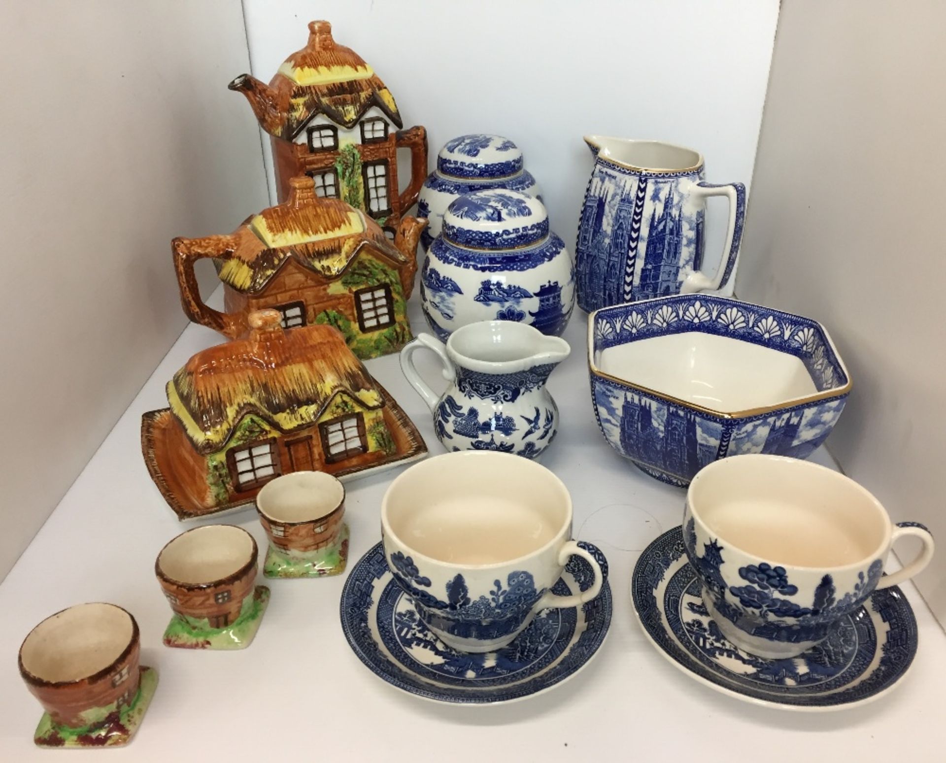 Fifteen items including six pieces of Cottage Ware - three egg cups (chip to one cup) and Price