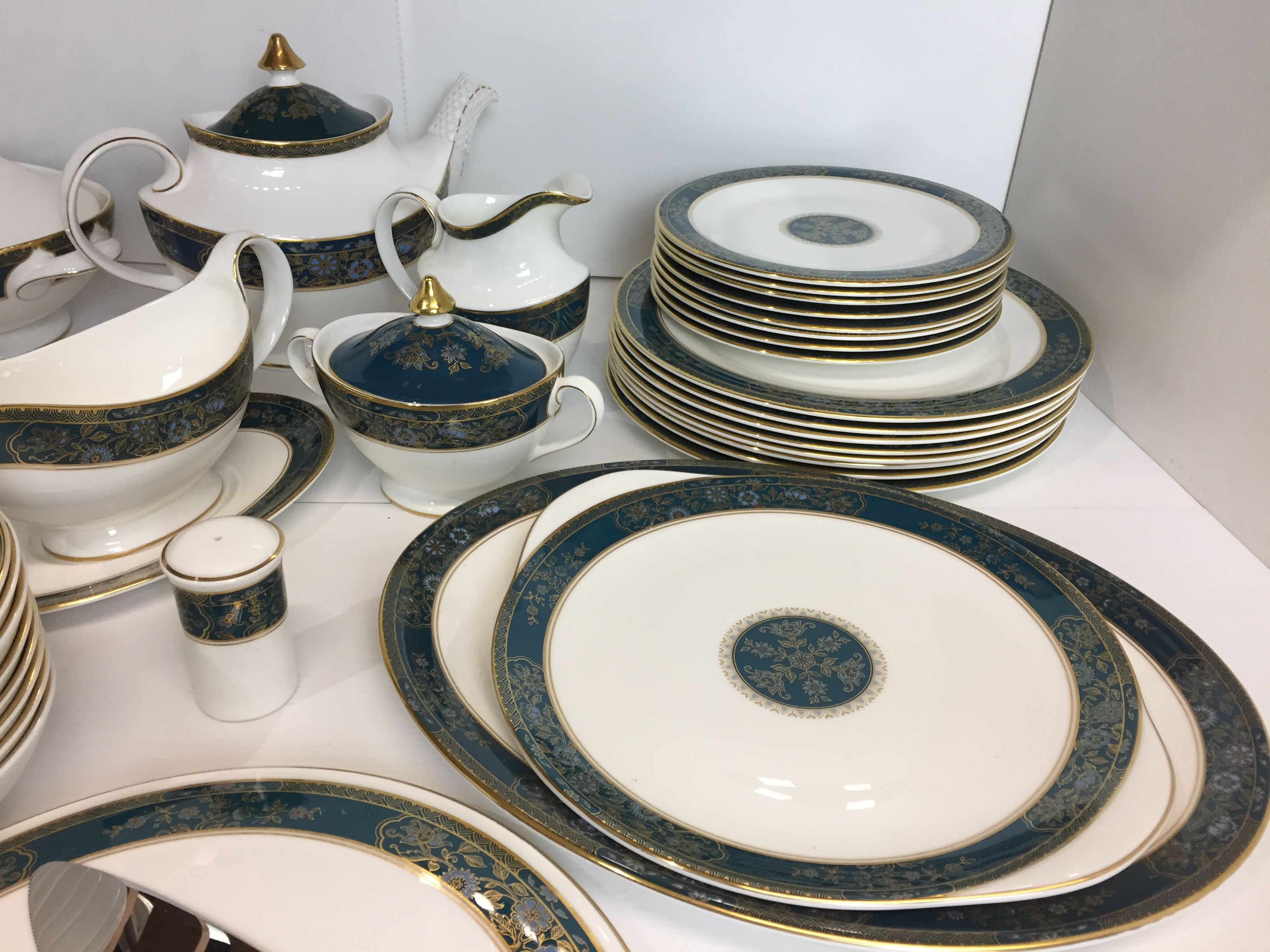 Seventy seven pieces of Royal Doulton Carlyle dinner/tea service in blue, - Image 2 of 6