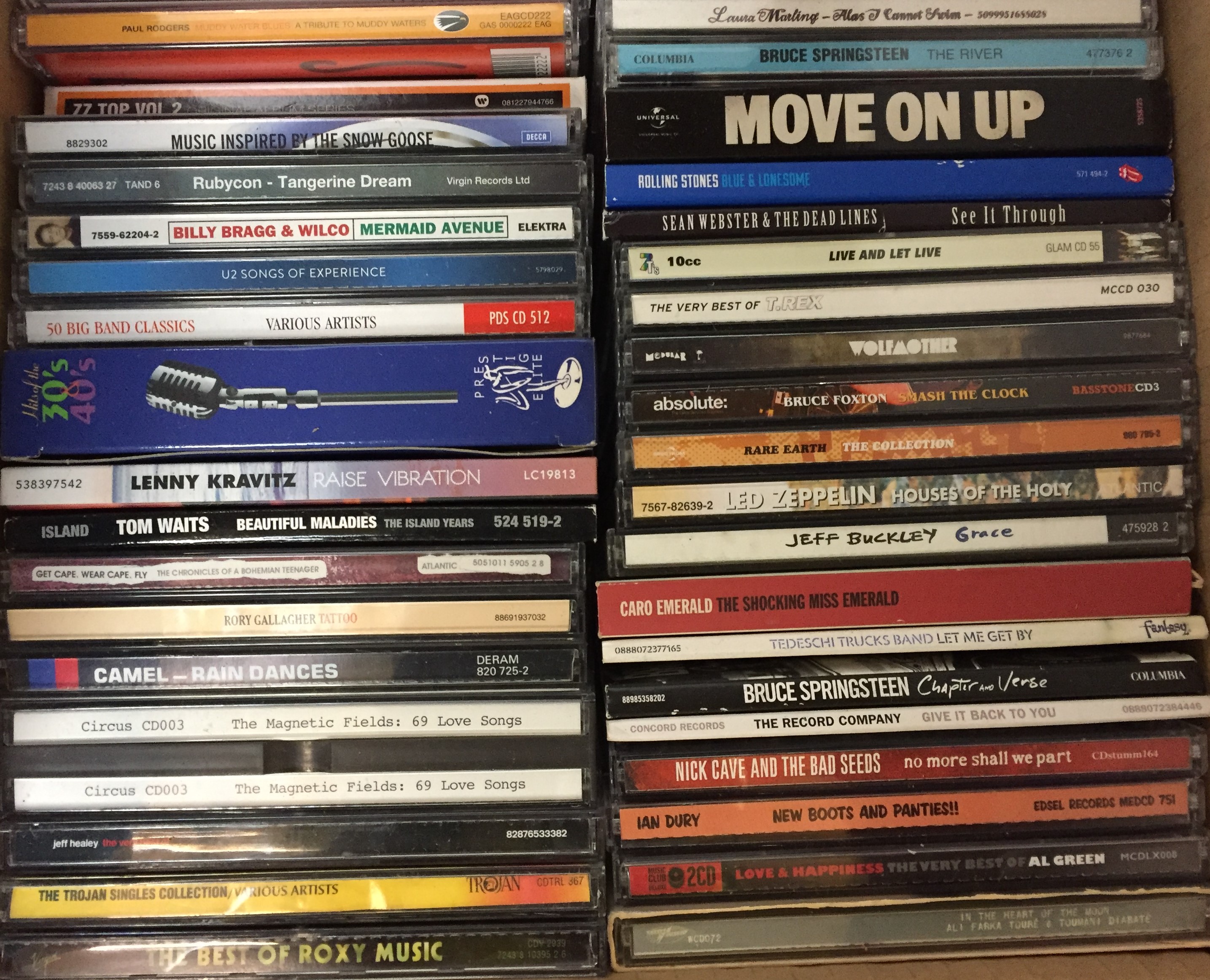 Two boxes containing one hundred and fifty plus CDs including AC/DC, Thin Lizzy, Rolling Stones, - Image 4 of 5