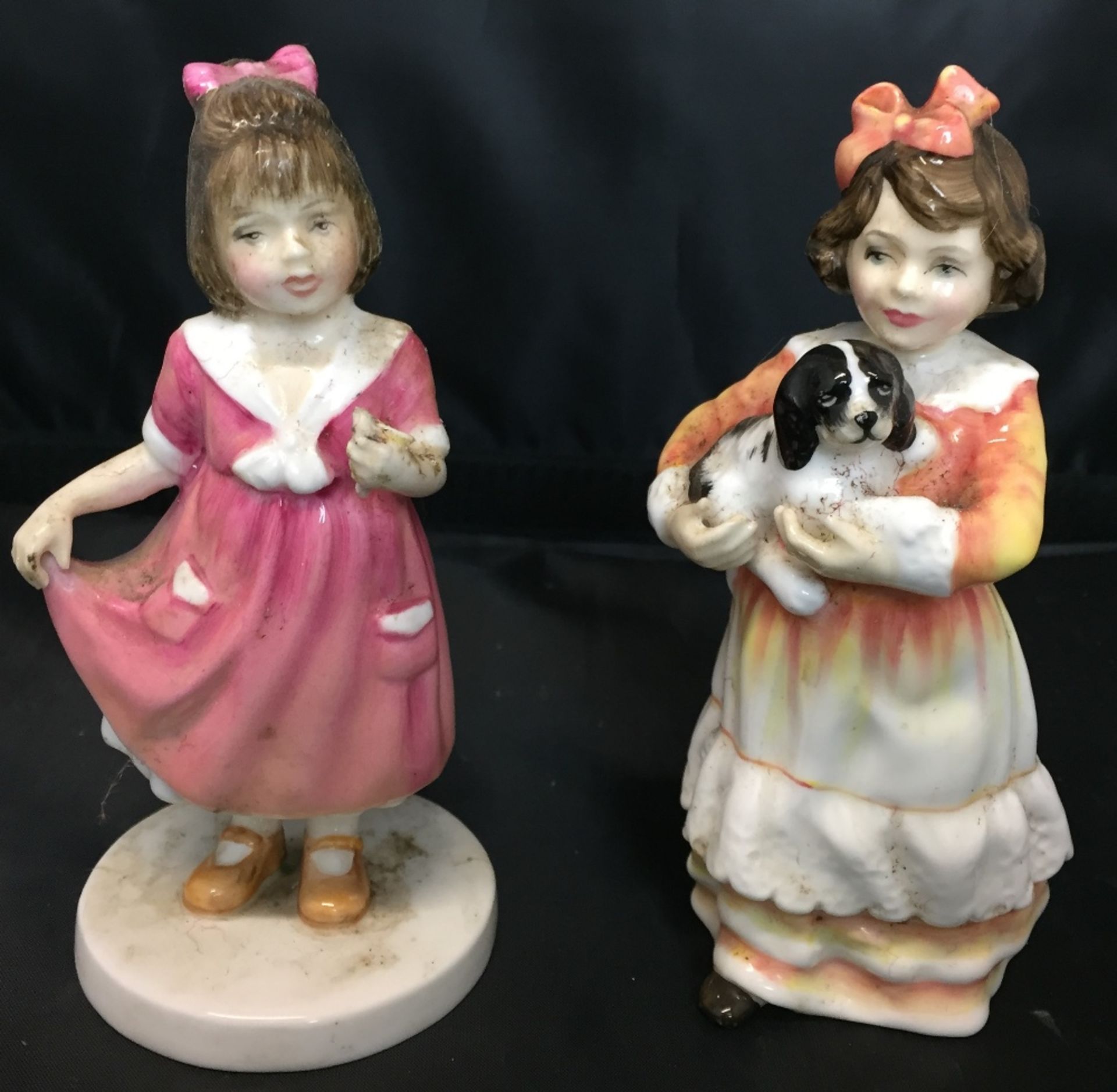 Two Royal Doulton child figures - Faithful Friend and Special Treat (missing treat) each 15cm high