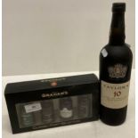 A 75cl bottle of Taylor's four star ten year old Tawny Port and a W & J Graham's four bottle