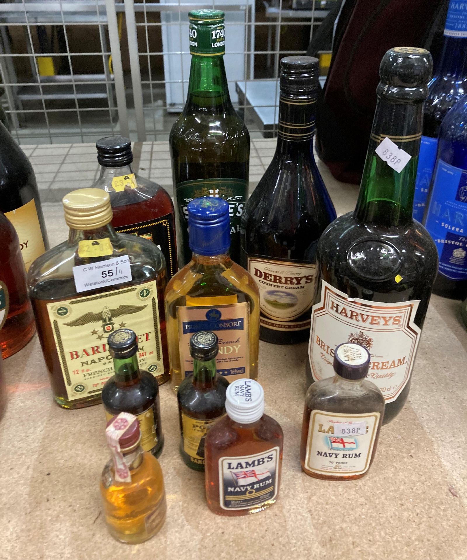 A small collection of bottles of spirits, liqueurs,