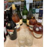 Seven bottles of brandy and sherry including 70cl Courvoisier Cognac VS 40% volume,