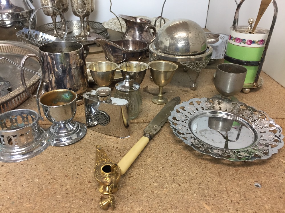 Thirty items of plated, stainless and brass metal including one litre insulated coffee pot, - Image 4 of 5