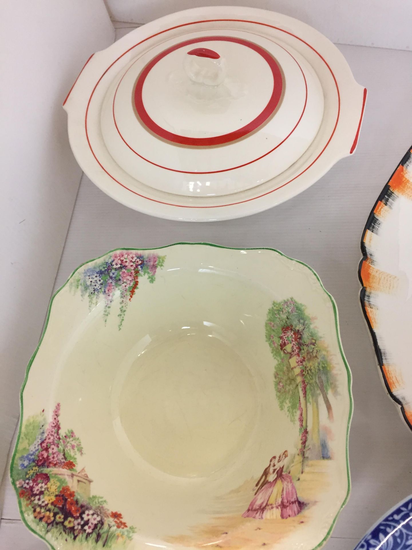 Nine items including Copeland blue and white oval meat dish 35 x 25cm and fruit bowl 24cm diameter - Image 5 of 6