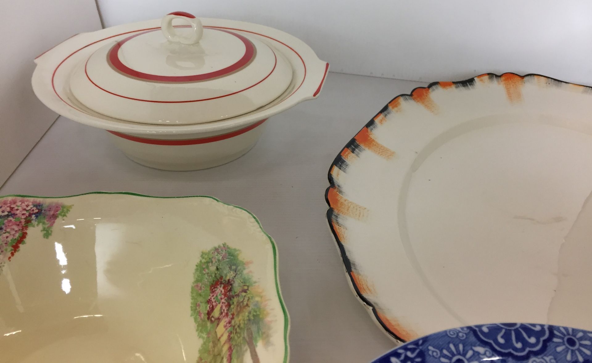 Nine items including Copeland blue and white oval meat dish 35 x 25cm and fruit bowl 24cm diameter - Image 6 of 6
