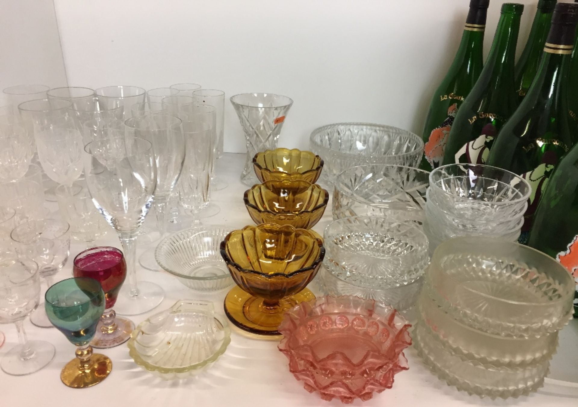 Sixty plus items of glassware including cut glass trifle bowl 18cm diameter, - Image 3 of 4