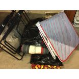 Five items - grey, white and red sun lounger,
