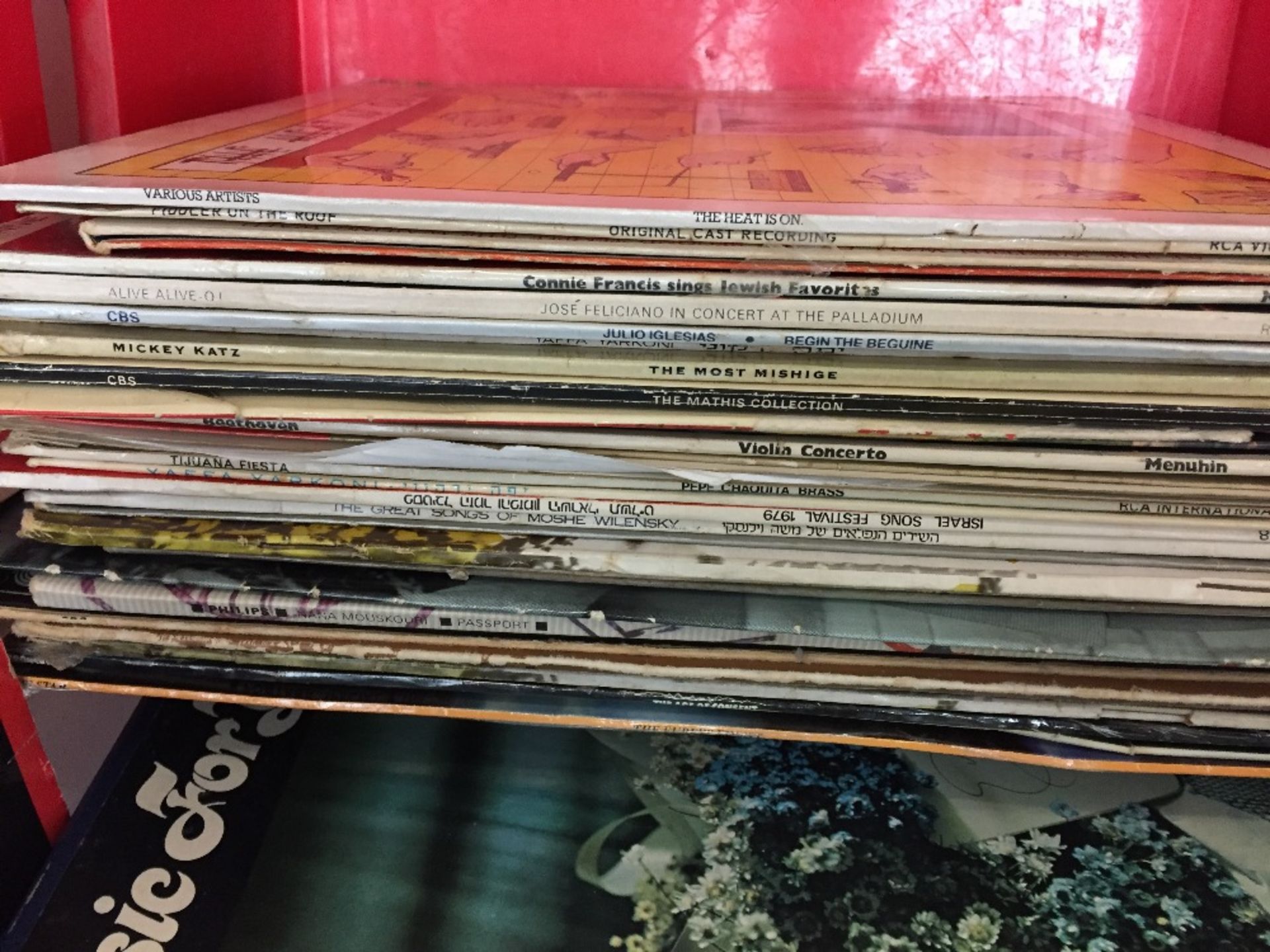 Red plastic box and contents - thirty plus LPs - Eagles, Dr Hook, Sade, - Image 2 of 4