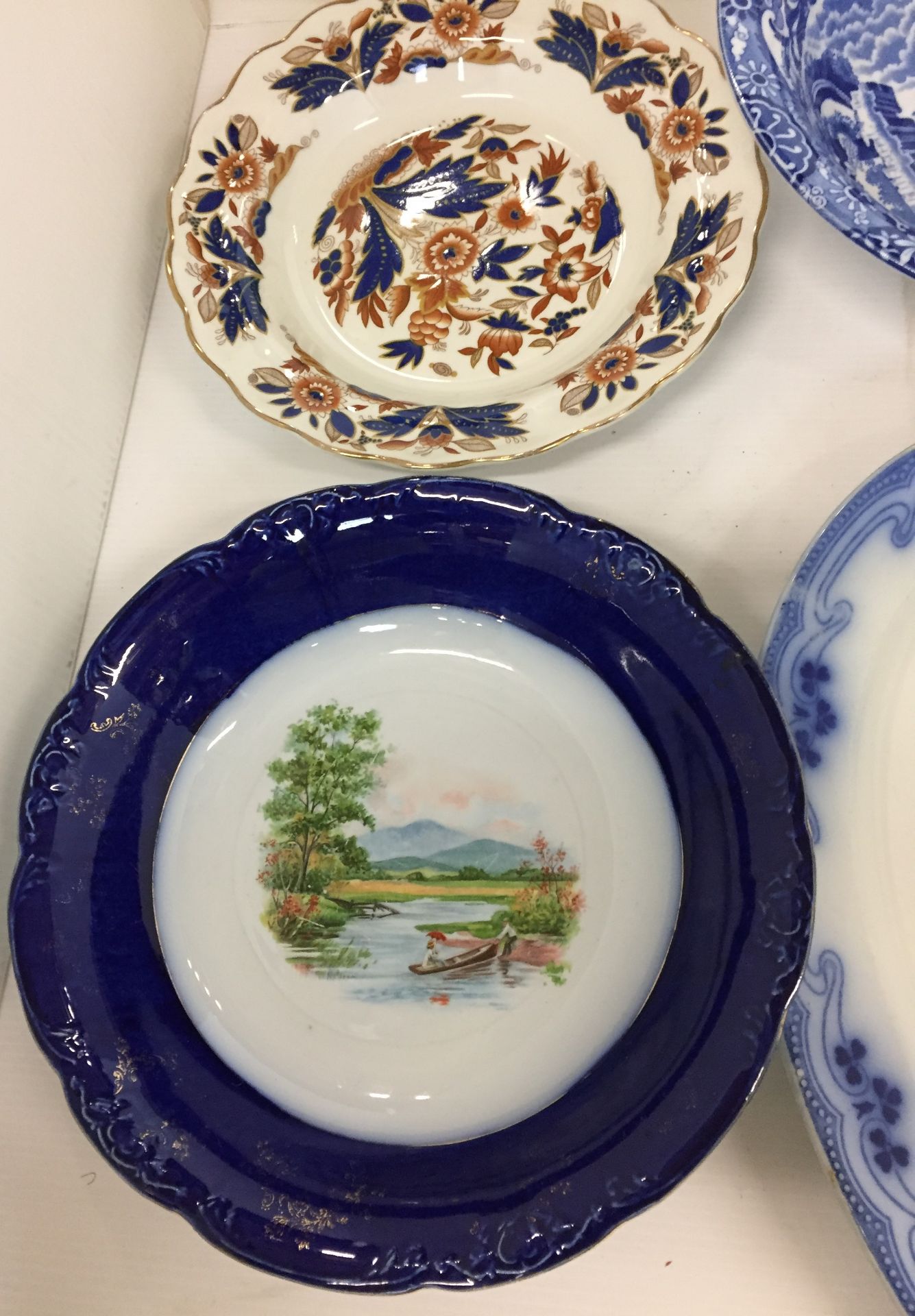 Nine items including Copeland blue and white oval meat dish 35 x 25cm and fruit bowl 24cm diameter - Image 2 of 6