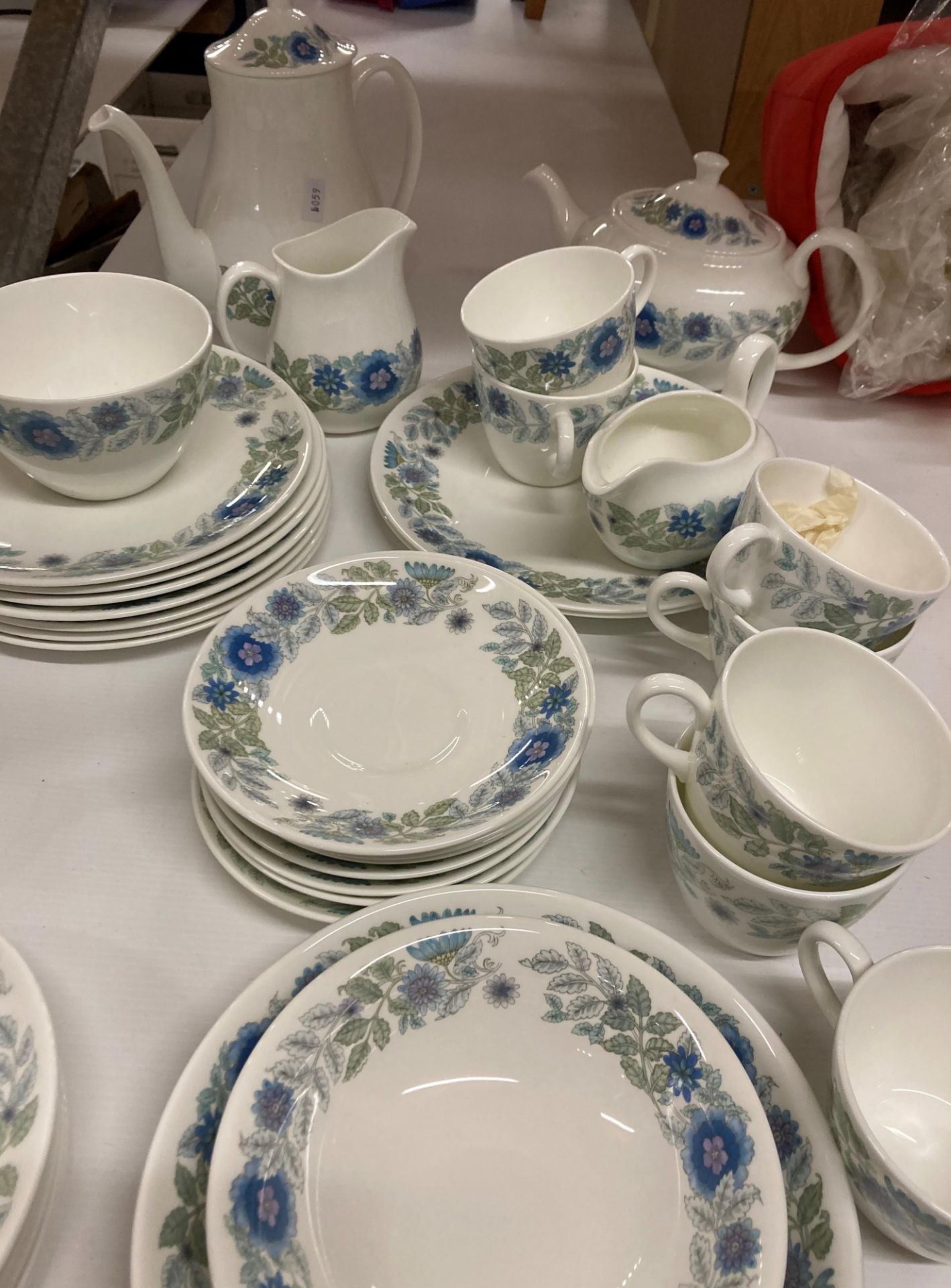 Thirty-Seven Pieces of Wedgewood Clementine tableware including tea and coffee pot, plates, cups, - Image 2 of 2